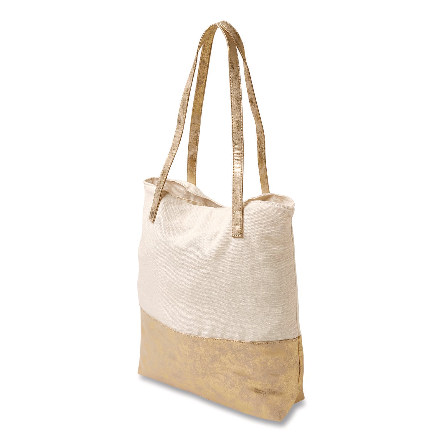 Martha Stewart Deluxe Tote Bag, Large, Accommodates Laptops Up to 13", 14.25" x 4" x 16.25", Beige/Gold - Bloom Skins