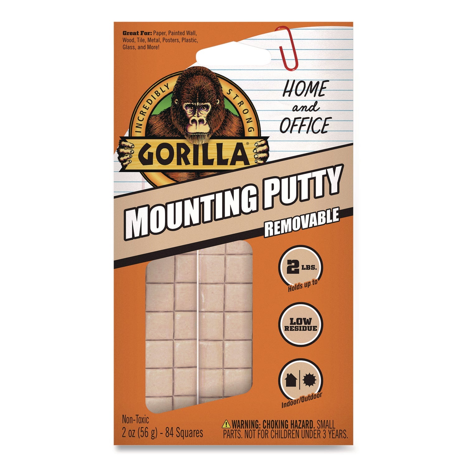 Gorilla® Removable Mounting Putty, Repositionable and Reusable, 2 oz, 84 Squares/Pack - Bloom Skins
