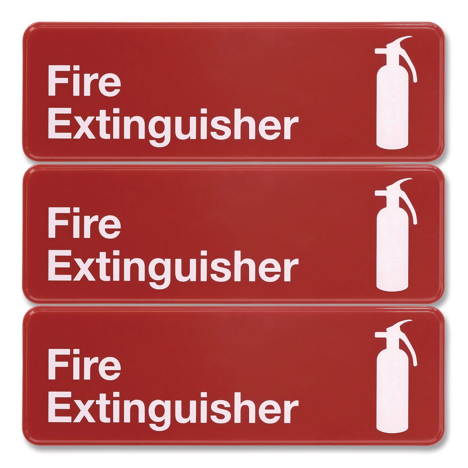 Excello Global Products® Fire Extinguisher Wall Sign, 9" x 3", Red Face, White Graphics, 3/Pack - Bloom Skins