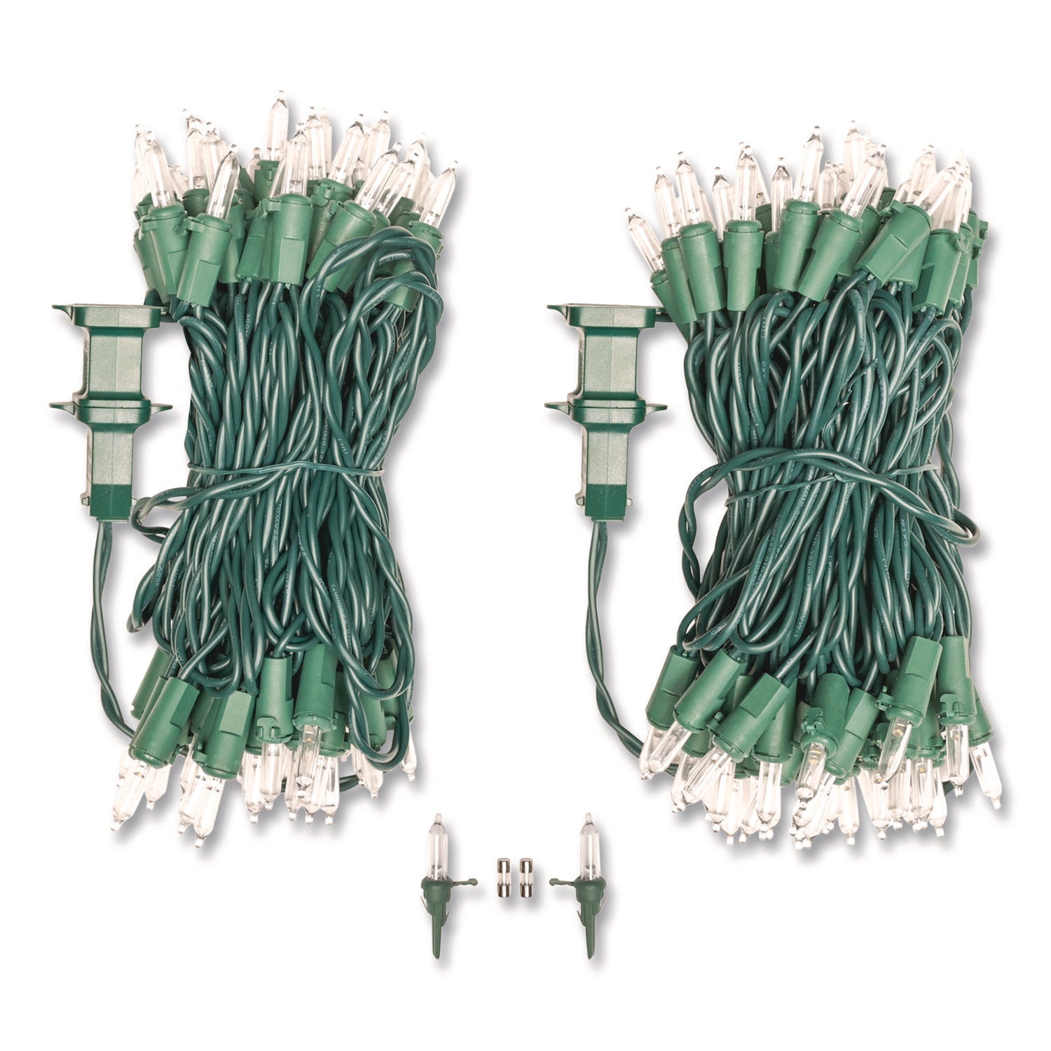 Global Printed Products Indoor/Outdoor LED Holiday String Lights, 60 Bulbs/String, 25 ft String, White/Green Wire, 2 Strings - Bloom Skins