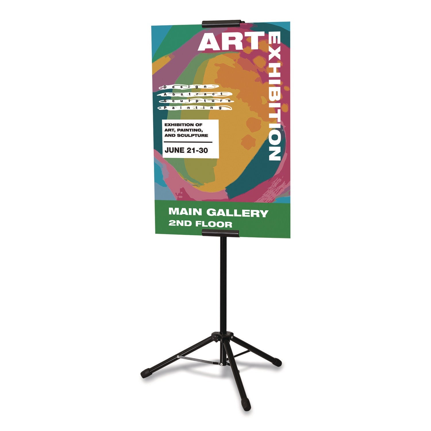 Excello Global Products® Blank Floor Sign Stand, Holds Posters Up to 77", 26" to 86" Tall, Black Stand, White Face - Bloom Skins