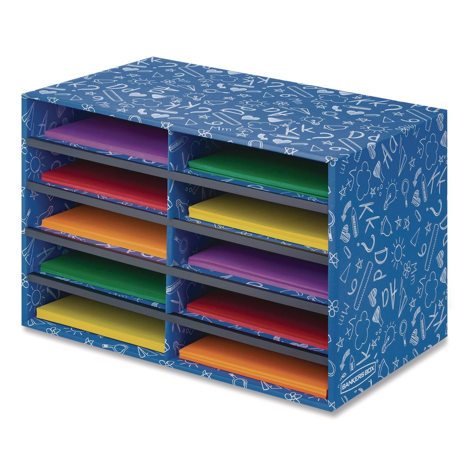 Bankers Box® Classroom Collection Literature Sorter, 10 Sections, 19.5 x 12.27, Blue - Bloom Skins