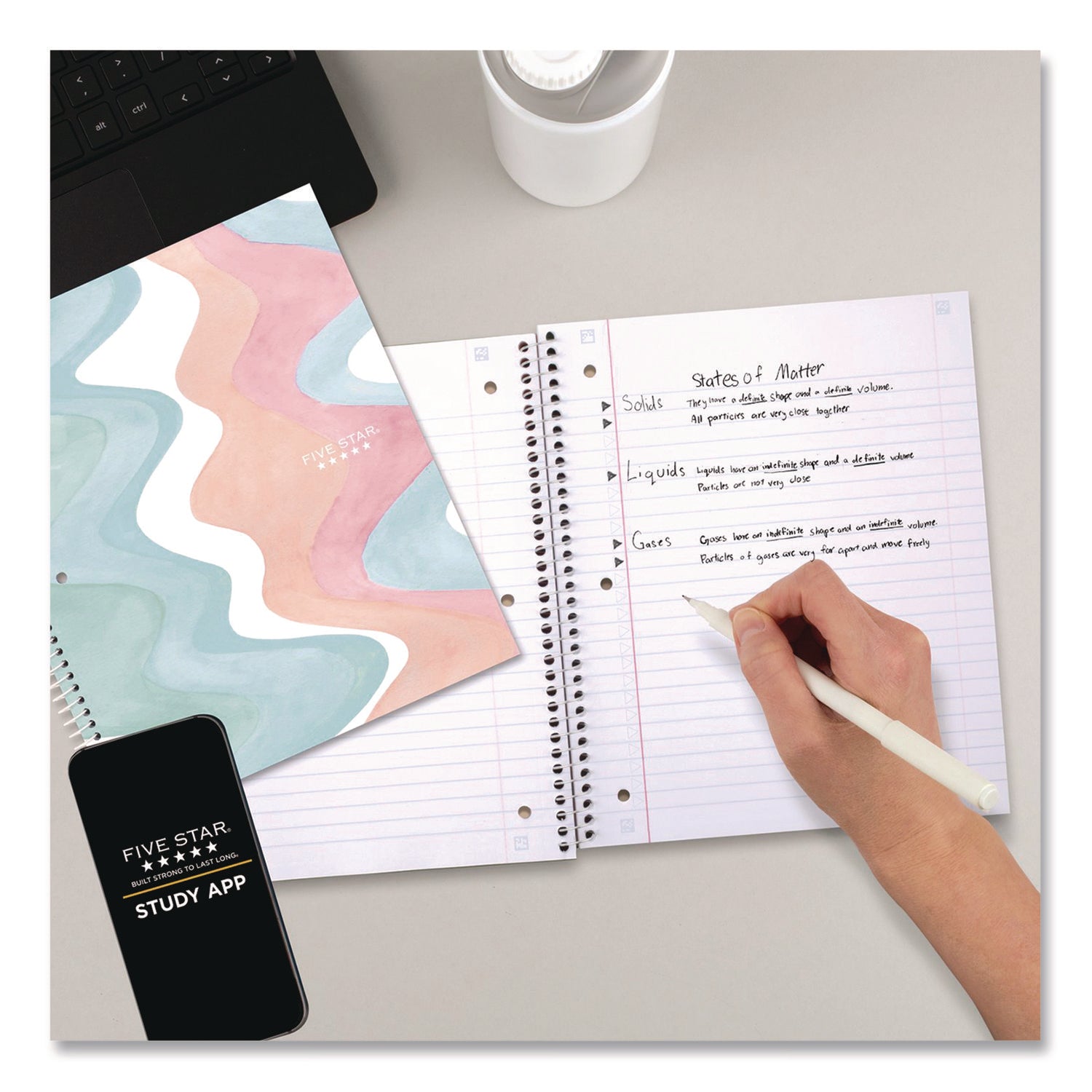 Five Star® Brushy Moves Spiral Notebook, 1-Subject, Medium/College Rule, Assorted Cover Colors, (80) 11 x 8.5 Sheets, 2/Pack - Bloom Skins
