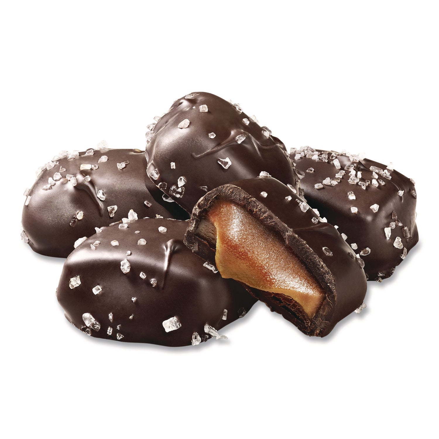 Sanders® Small Batch Wonders Snack Size Dark Chocolate Sea Salt Caramels, 0.5 oz Individually Wrapped, 48/Box - Bloom Skins