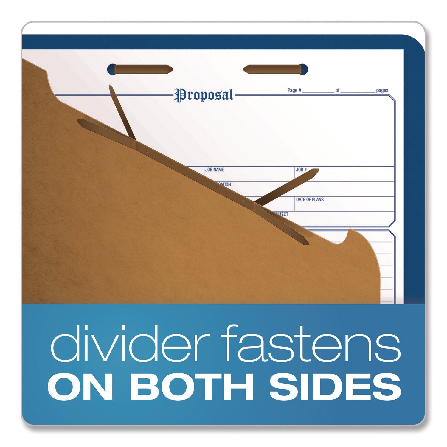 Pendaflex® Colored Pressboard Top Tab Classification Folders, 1.75" Expansion, 1 Divider, 4 Fasteners, Letter Size, Dark Blue, 10/Box