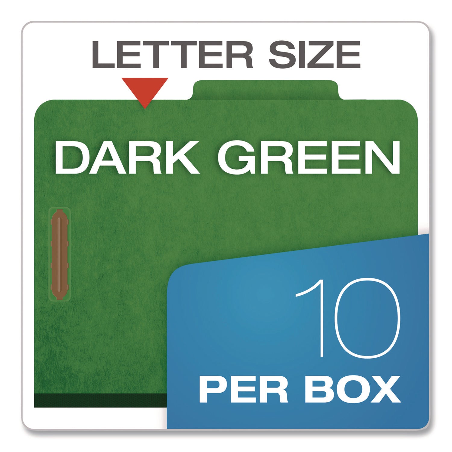 Pendaflex® Colored Pressboard Top Tab Classification Folders, 2.5" Expansion, 2 Dividers, 6 Fasteners, Letter Size, Dark Green, 10/Box