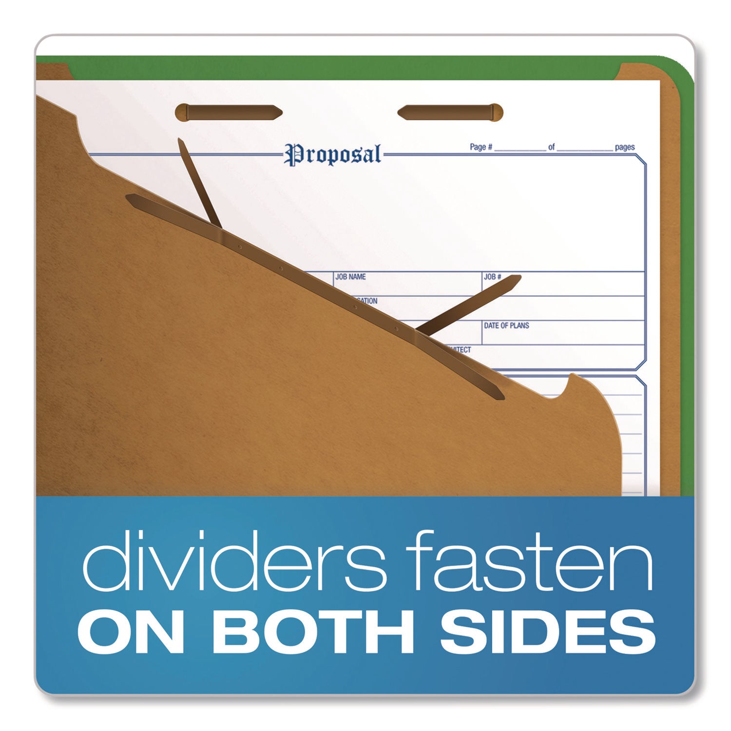 Pendaflex® Colored Pressboard Top Tab Classification Folders, 2.5" Expansion, 2 Dividers, 6 Fasteners, Letter Size, Dark Green, 10/Box