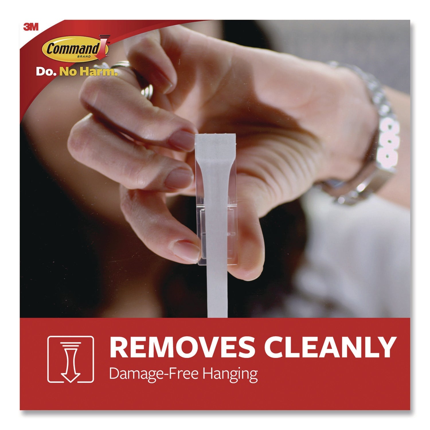 Command™ General Purpose Hooks, Large, Plastic, White, 5 lb Capacity, 12 Hooks and 18 Strips/Pack