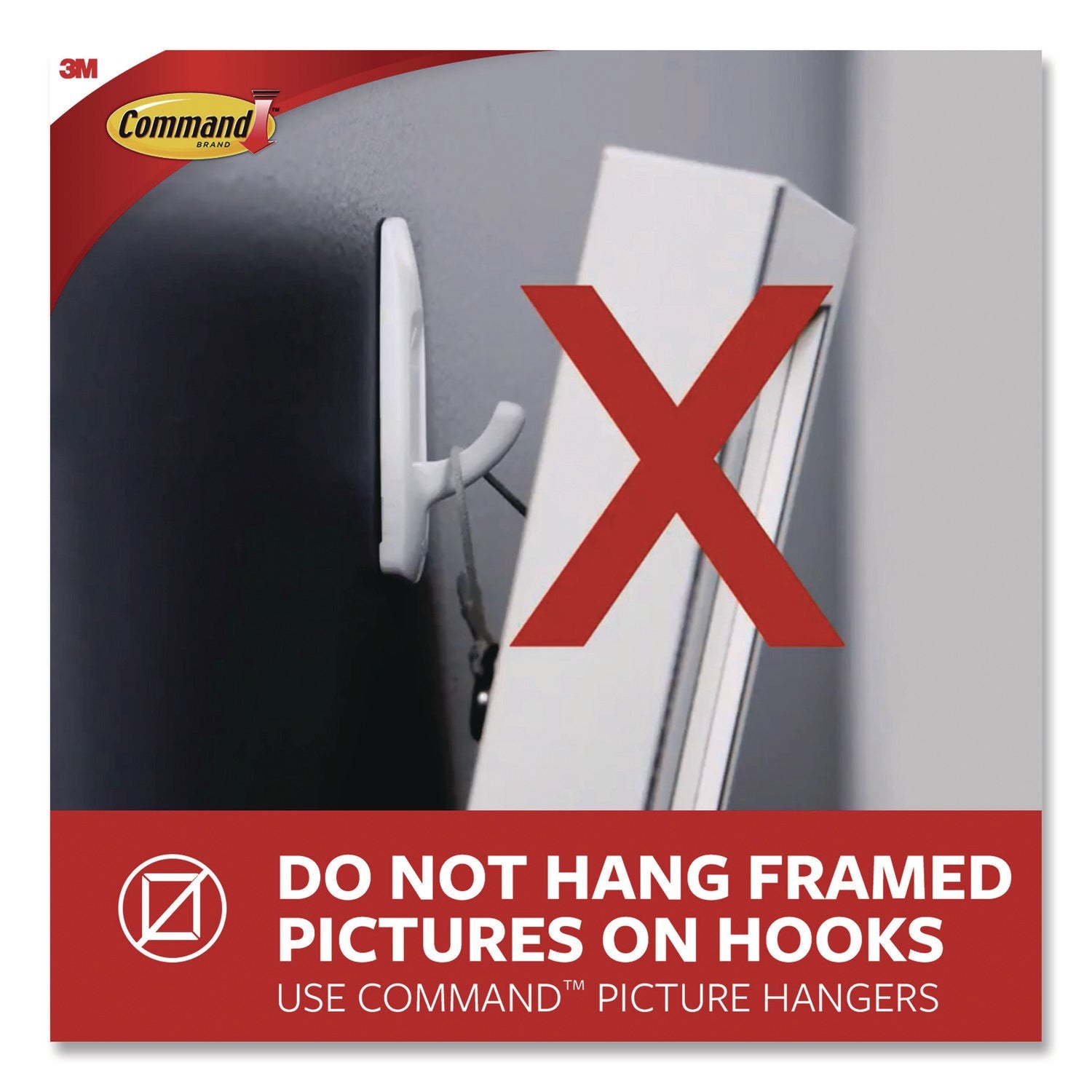 Command™ General Purpose Hooks, Large, Plastic, White, 5 lb Capacity, 12 Hooks and 18 Strips/Pack
