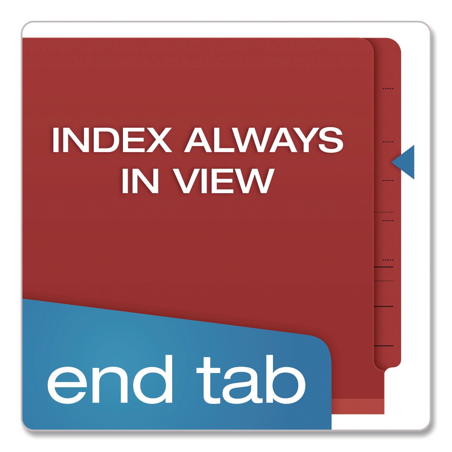 Pendaflex® Colored Pressboard End Tab Classification Folders, 1.75" Expansion, 1 Divider, 4 Fasteners, Letter Size, Red Exterior, 10/Box