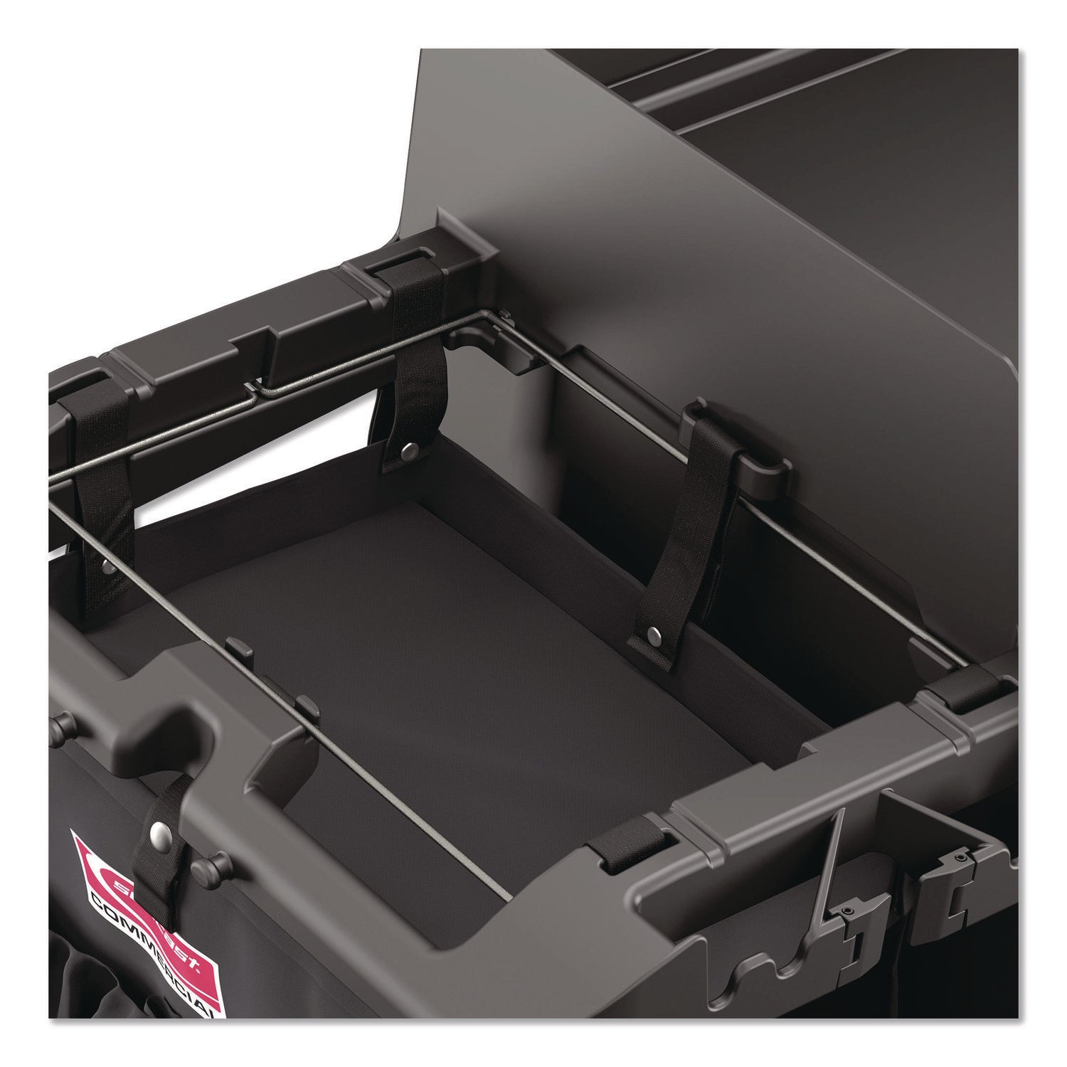 Suncast Commercial® 3-Sided Hanging Bag with Shelves for Suncast Commercial HKC1000/HKC2000 Housekeeping Carts, 25.4 gal, 15.7 x 12.4 x 30, Black - Bloom Skins