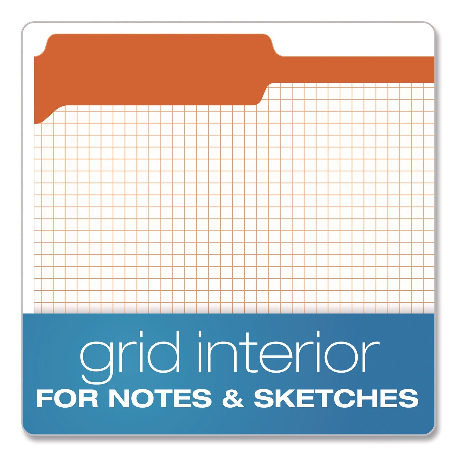 Pendaflex® Colored File Folders with Grid-Ruled Interiors, 1/3-Cut: Assorted Positions, Legal Size, Bright Orange/White, 100/Box