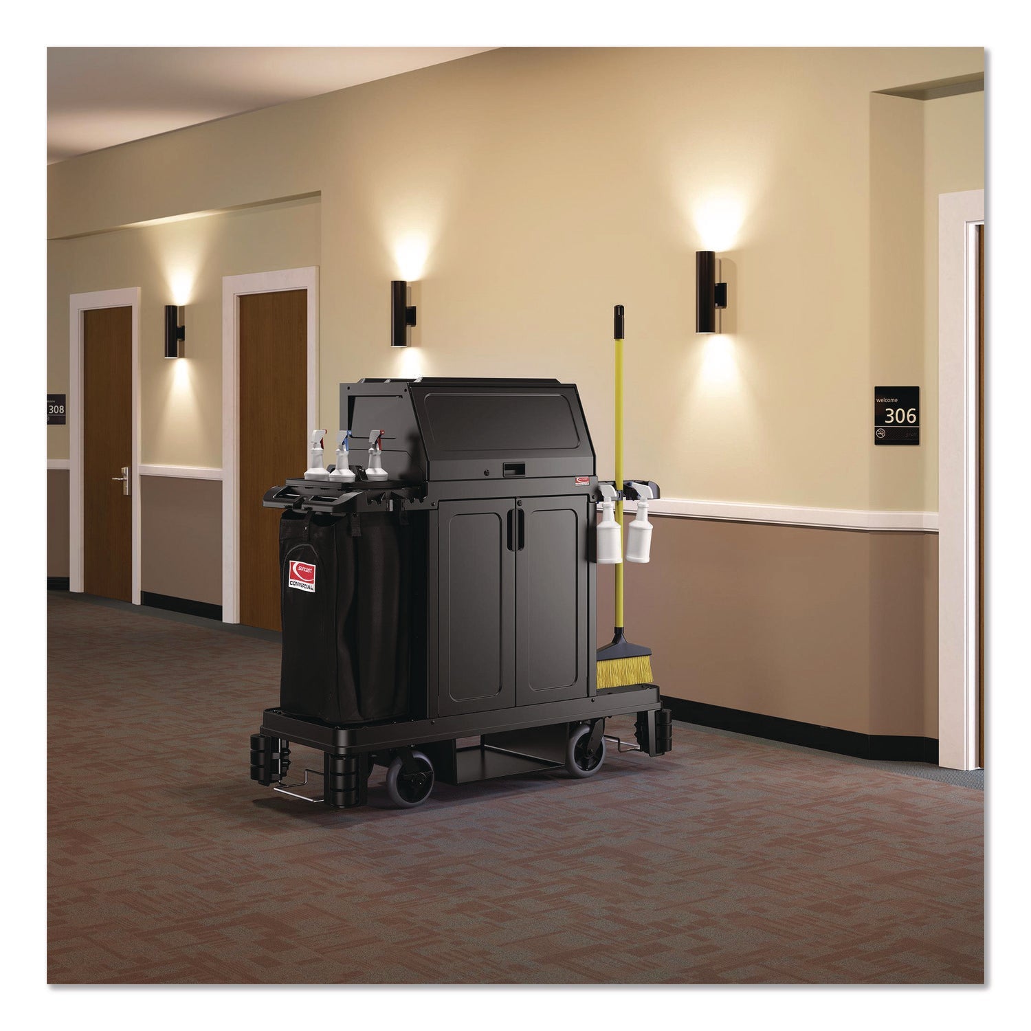 Suncast Commercial® Lockable Door Accessory for Suncast Commercial Full-Size Housekeeping Carts HKC1000/HKC2000, Plastic, Black - Bloom Skins