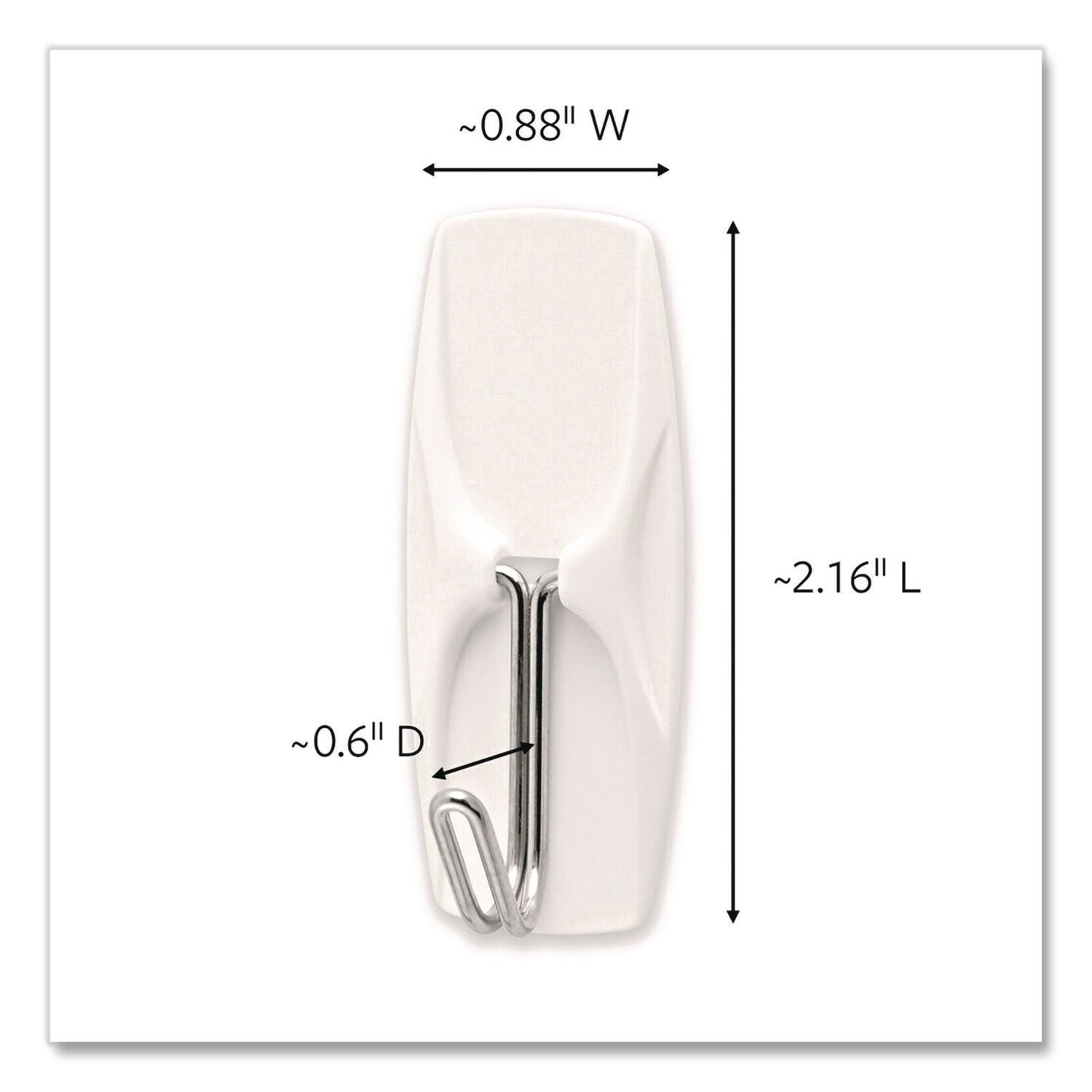 Command™ General Purpose Wire Hooks, Medium, Metal, White, 2 lb Capacity, 16 Hooks and 20 Strips/Pack