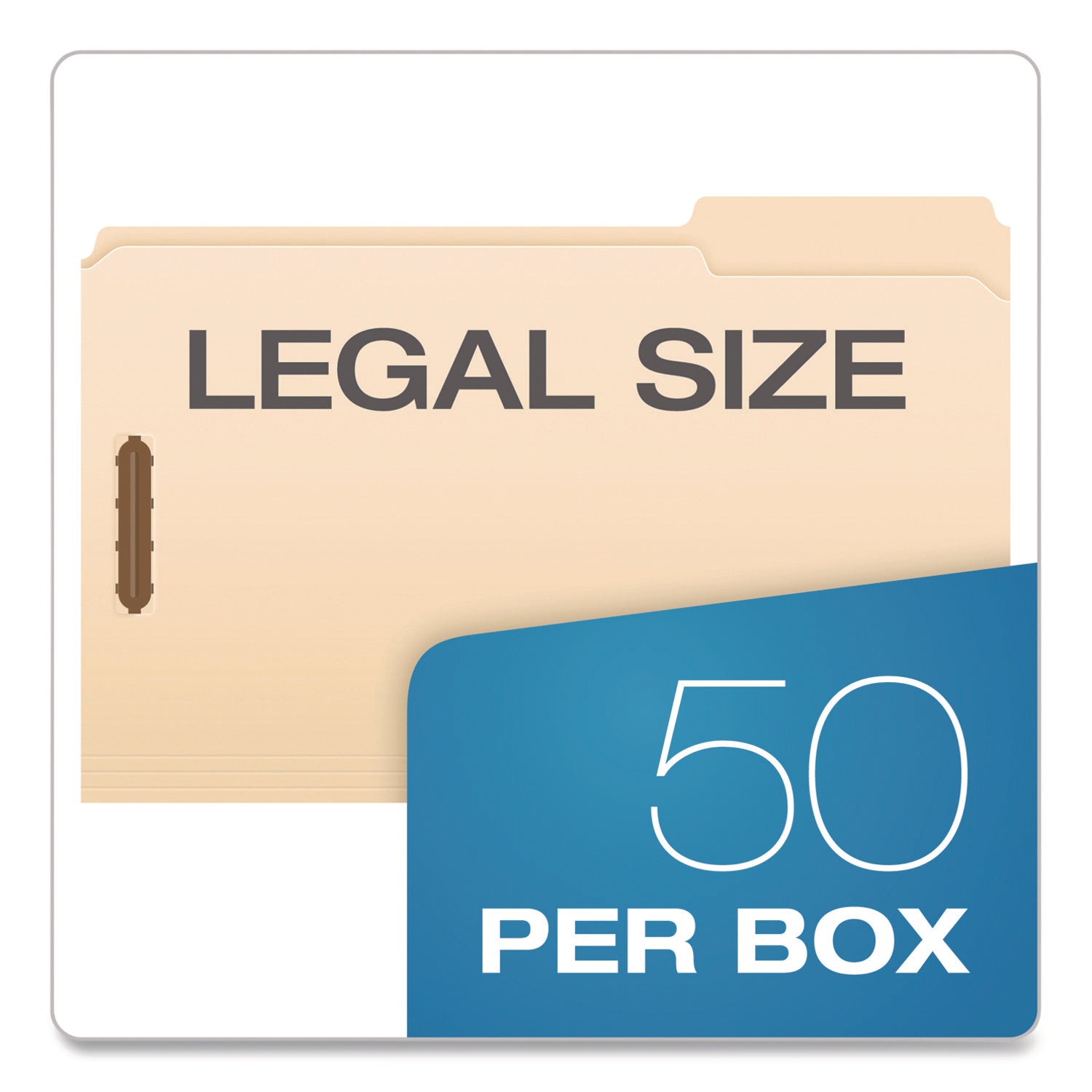 Pendaflex® Manila Fastener Folders, 1.5" Expansion, 2 Fasteners, Legal Size, Manila Exterior, 50/Box