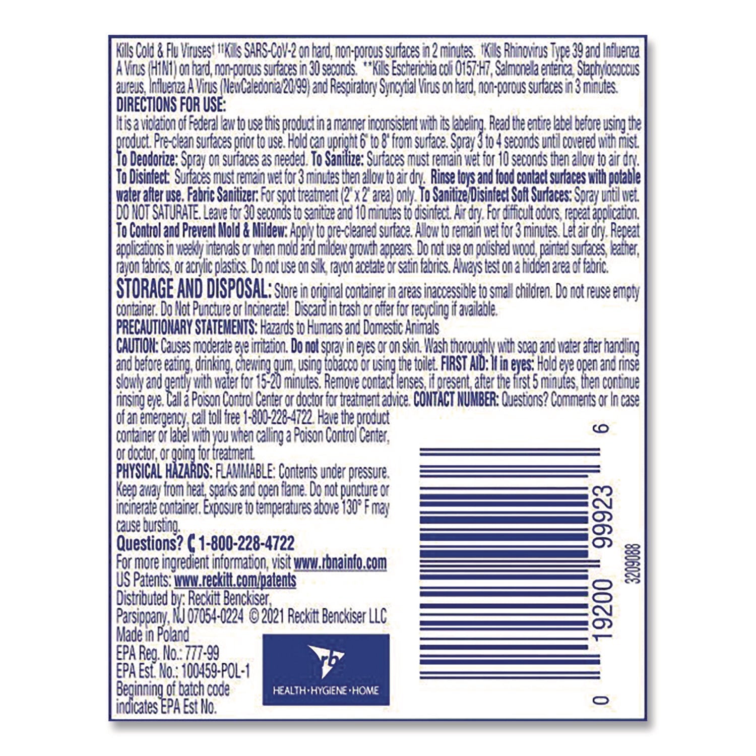 LYSOL® Brand Disinfectant Spray To Go, Crisp Linen Scent, 1.5 oz, Aerosol Spray