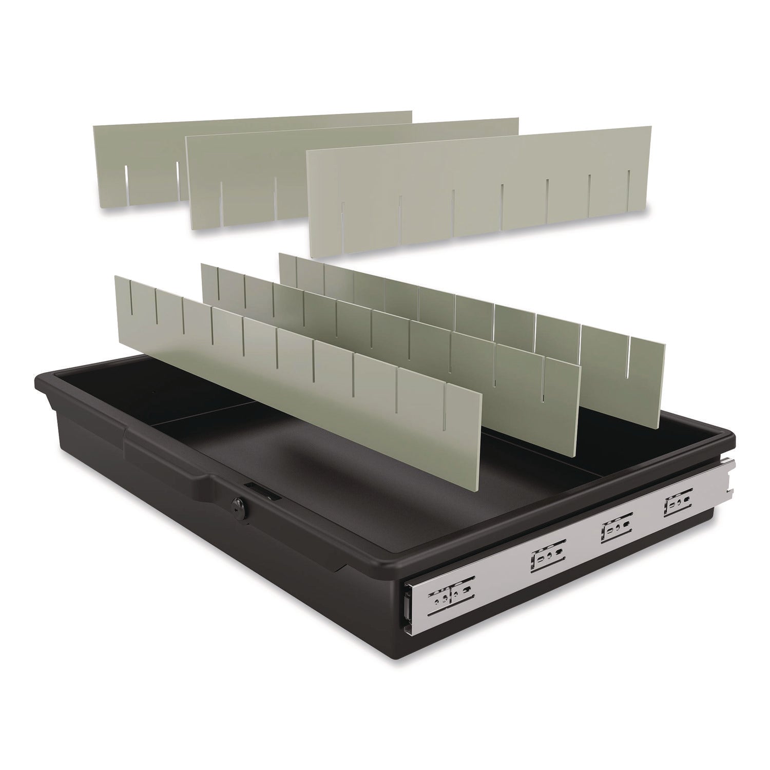 Suncast Commercial® Lockable Slide Drawer with Dividers for Suncast Commercial Full-Size Housekeeping Carts HKC1000/HKC2000, Plastic, Black - Bloom Skins
