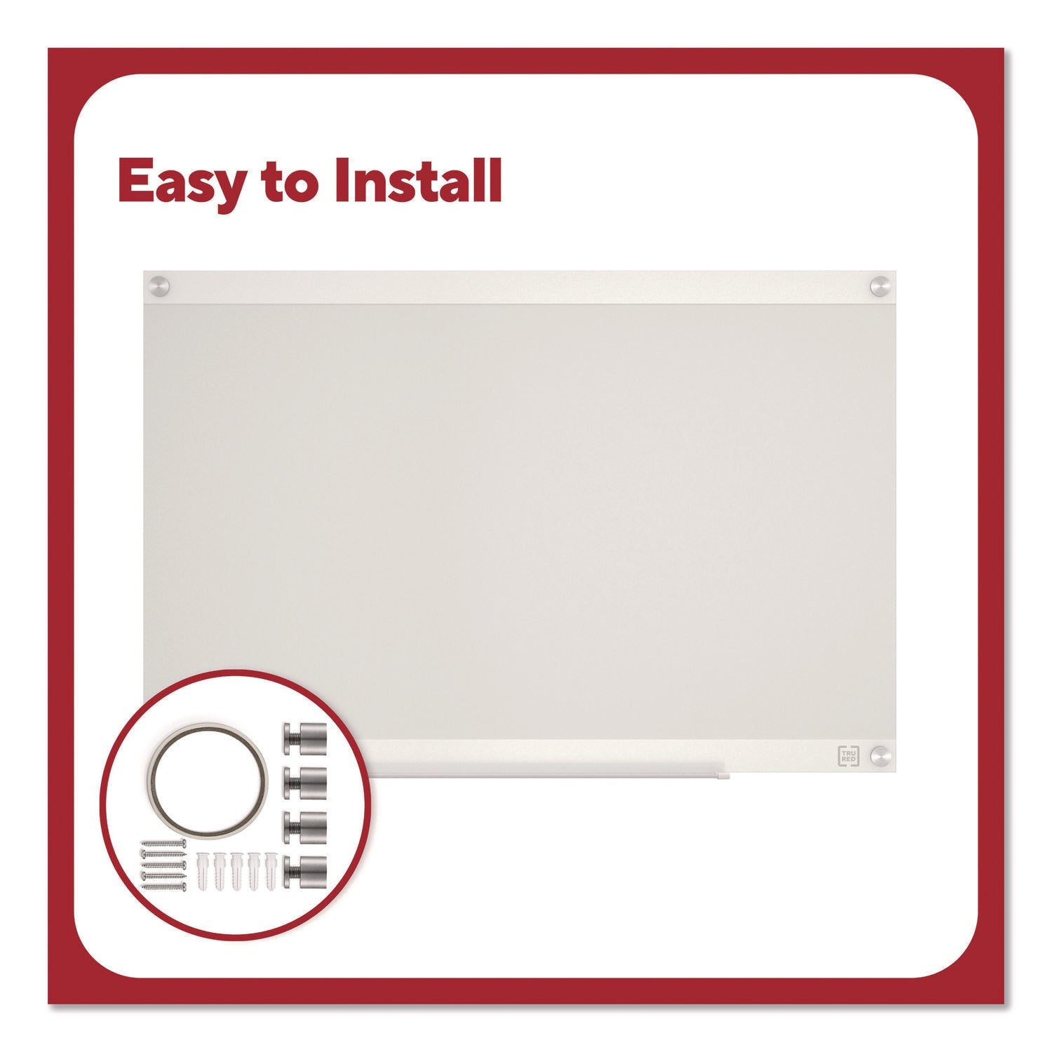 TRU RED™ Magnetic Glass Dry Erase Board with Templates, Six Views, 3 ft x 2 ft, White Surface - Bloom Skins