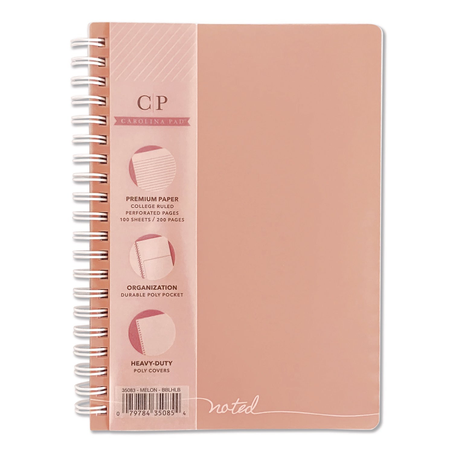 Carolina Pad® Noted Personal Notebook, Medium/College Rule, Randomly Assorted Cover Color, (100) 7 x 5 Sheets - Bloom Skins