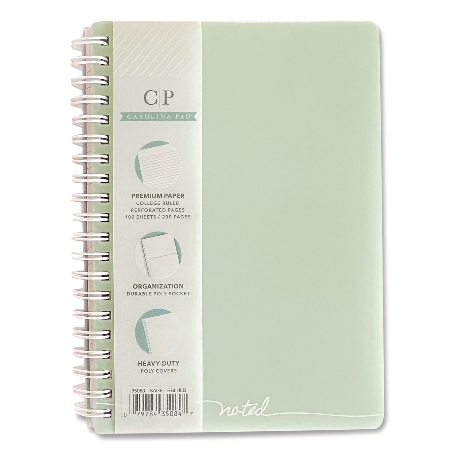 Carolina Pad® Noted Personal Notebook, Medium/College Rule, Randomly Assorted Cover Color, (100) 7 x 5 Sheets - Bloom Skins