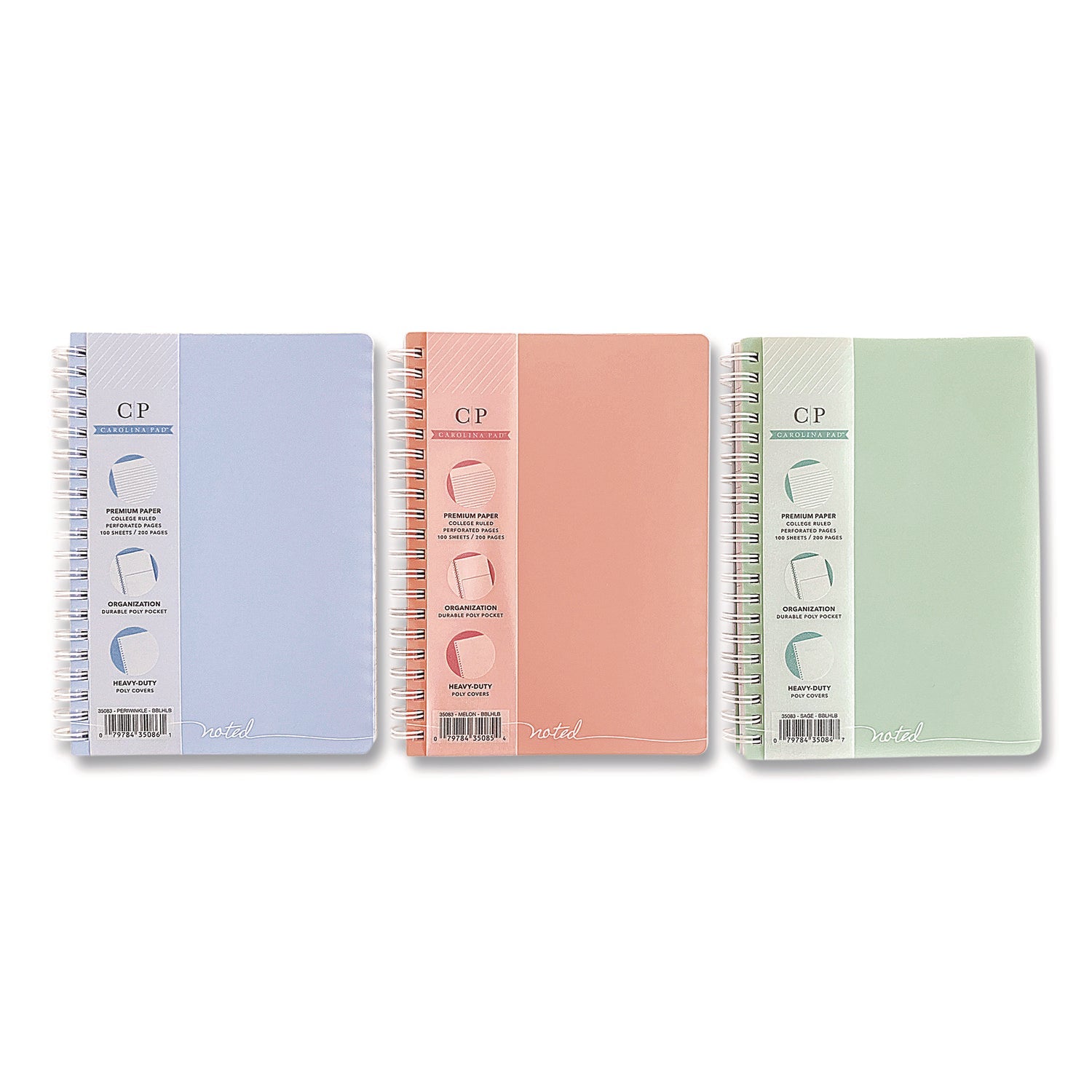 Carolina Pad® Noted Personal Notebook, Medium/College Rule, Randomly Assorted Cover Color, (100) 7 x 5 Sheets - Bloom Skins