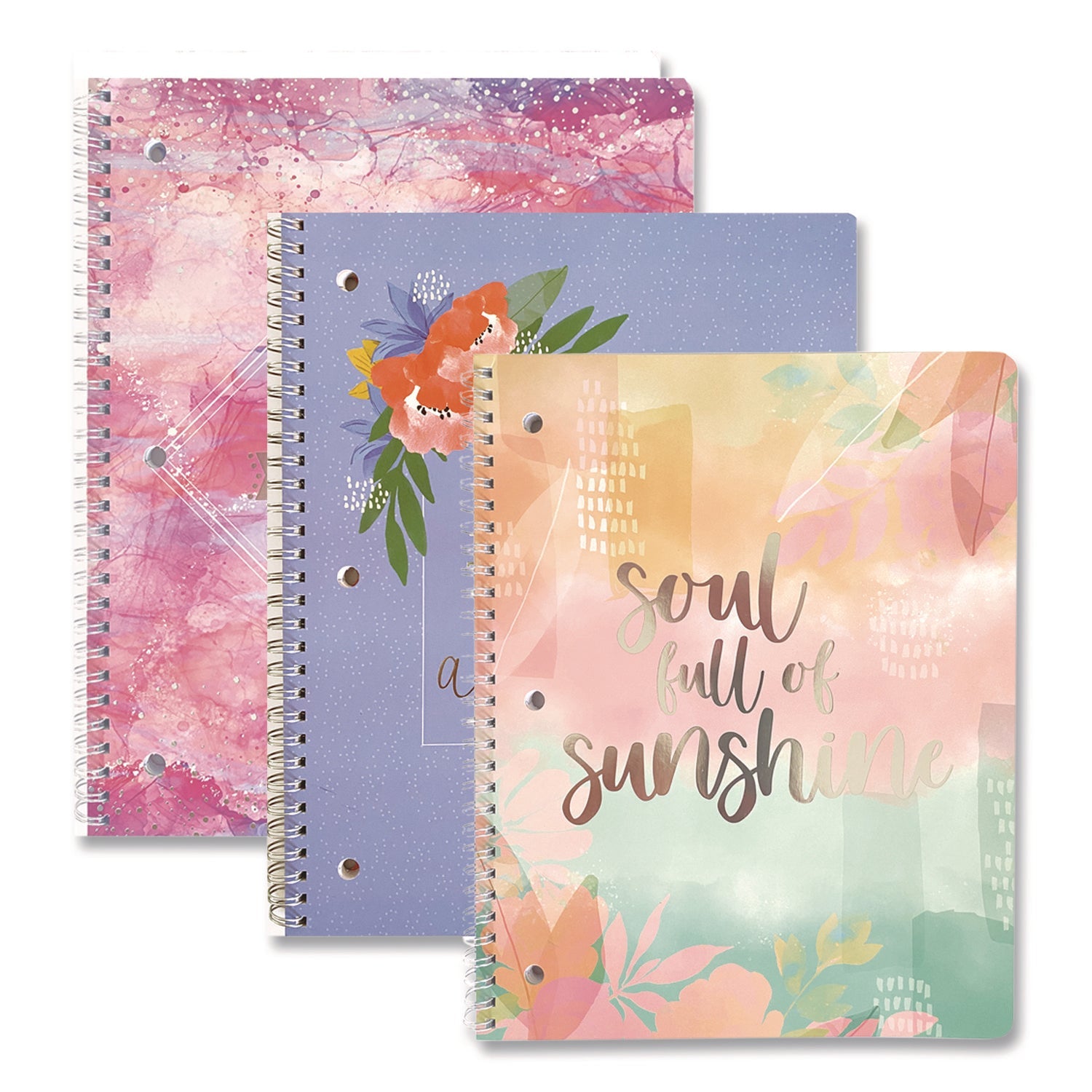 Carolina Pad® Silver Lining Hardcover Journal, Medium/College Rule, Randomly Assorted Cover Color, (80) 10 x 8.5 Sheets - Bloom Skins