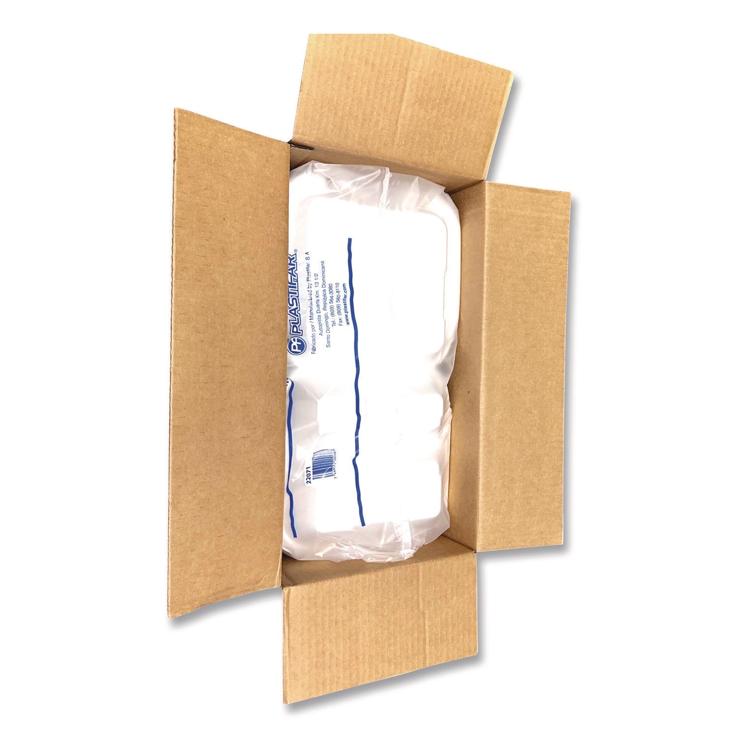 Plastifar Foam Hinged Lid Containers, 3-Compartment, 9 x 10 x 3, White, Foam, 200/Carton
