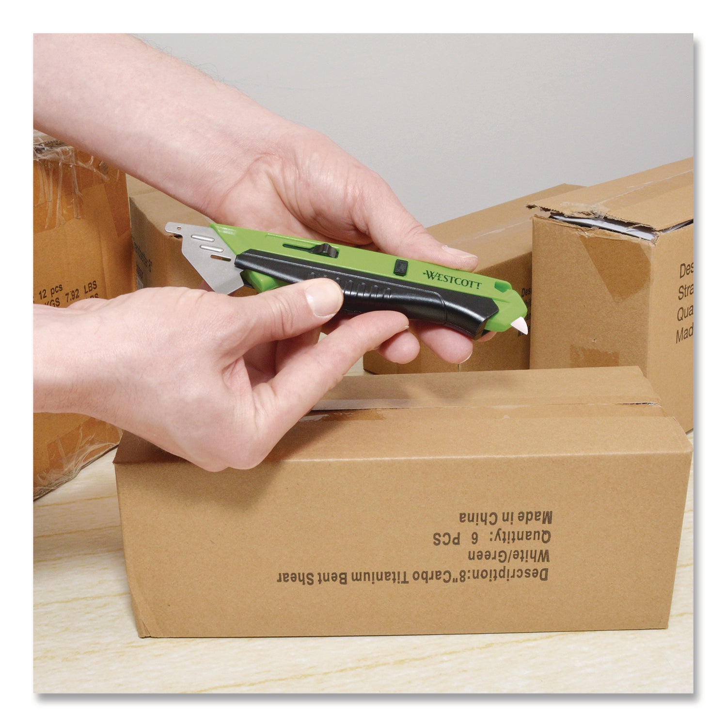 Westcott® Dual-Sided Ceramic Box Opener, ABS Plastic Handle, Green - Bloom Skins