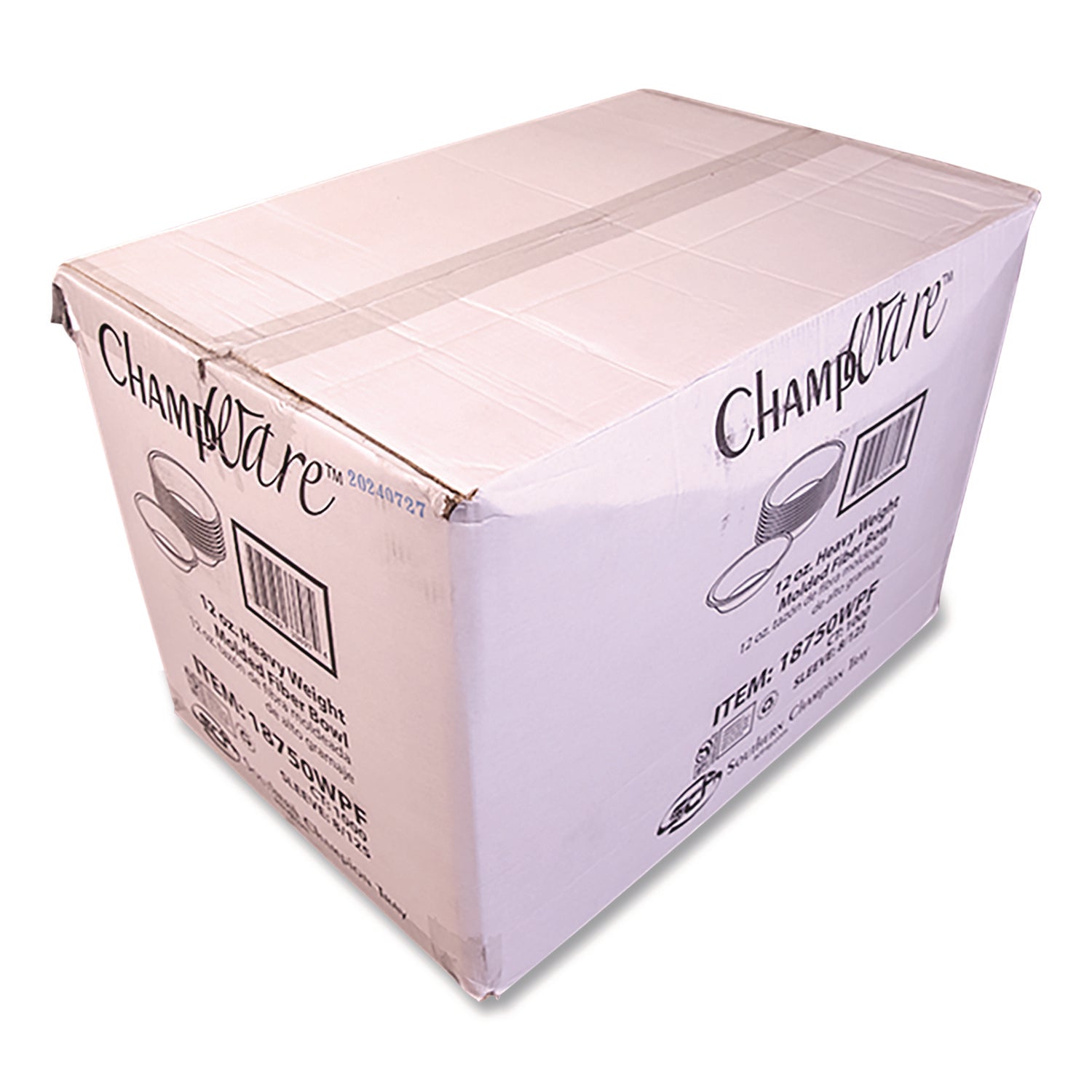 SCT® ChampWare Molded Fiber Tableware, Bowl, 12 oz, White, 125/Sleeve, 8 Sleeves/Carton