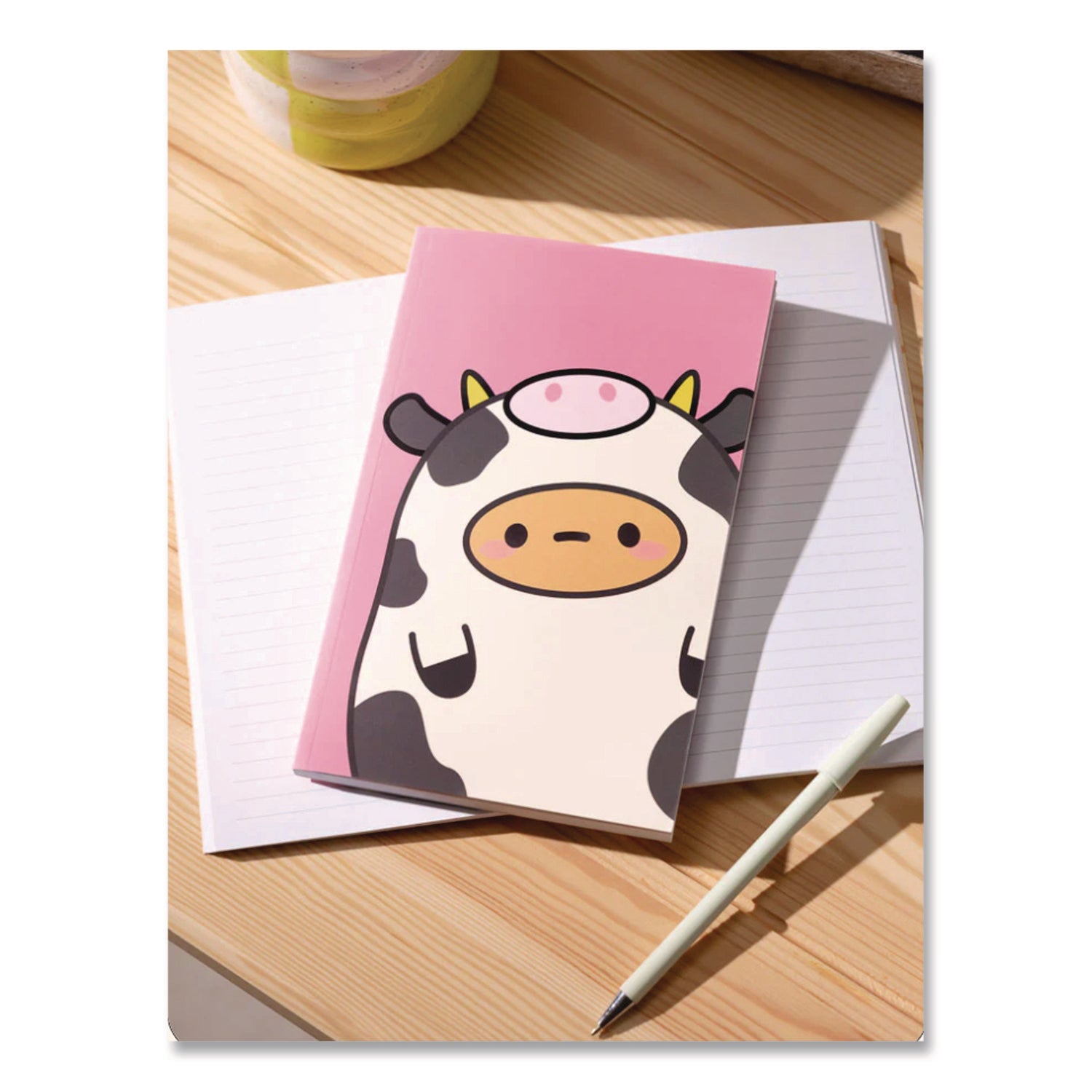 Denik Smoko Tayto Mootato Layflat Notebook, 1 Subject, Medium/College Rule, Pink/White/Brown Cover, (72) 8 x 5 Sheets