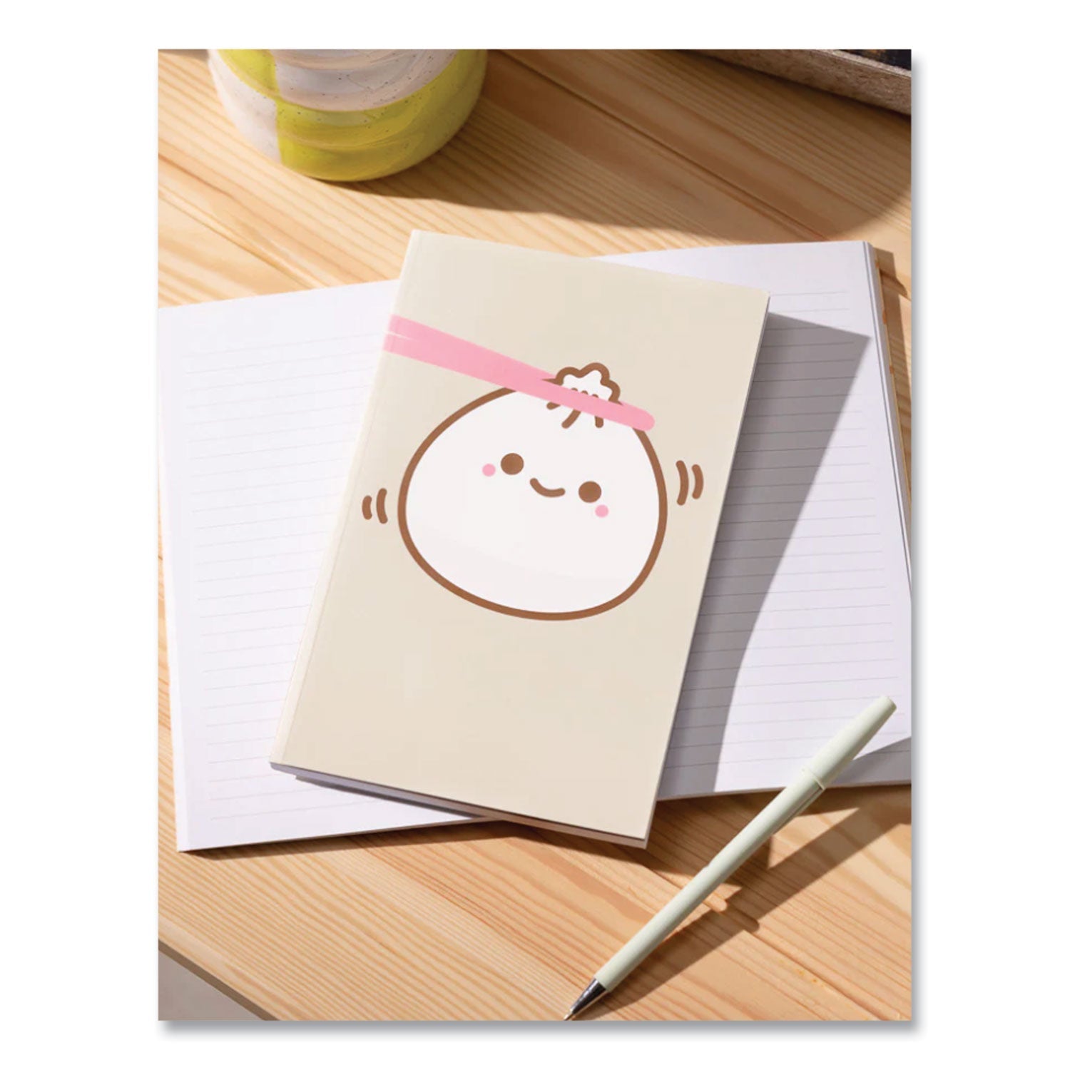 Denik Smoko Lil B Dumpling Layflat Notebook, 1 Subject, Medium/College Rule, Tan/White/Pink Cover, (72) 8 x 5 Sheets