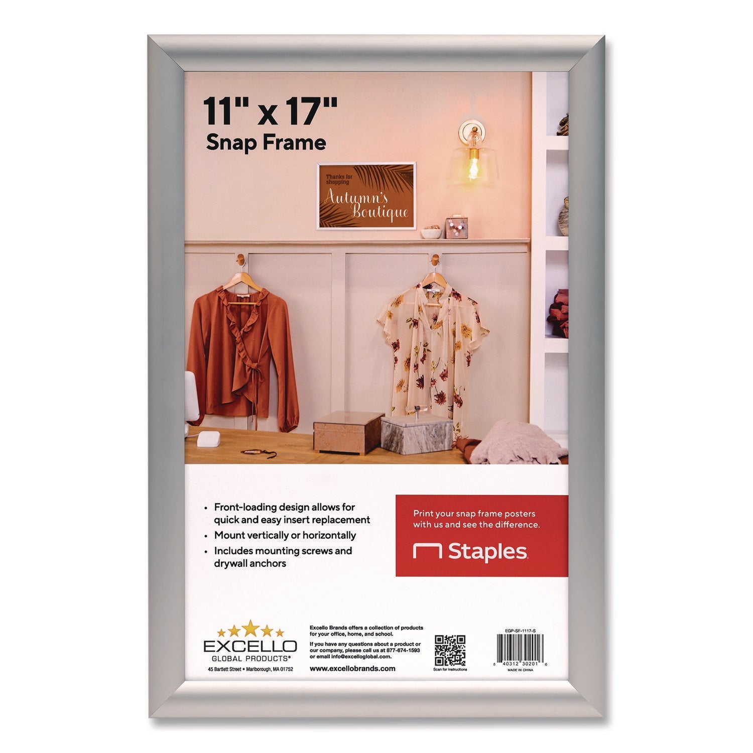 Excello Global Products® Poster Holder, Aluminum, 11 x 17, Silver - Bloom Skins