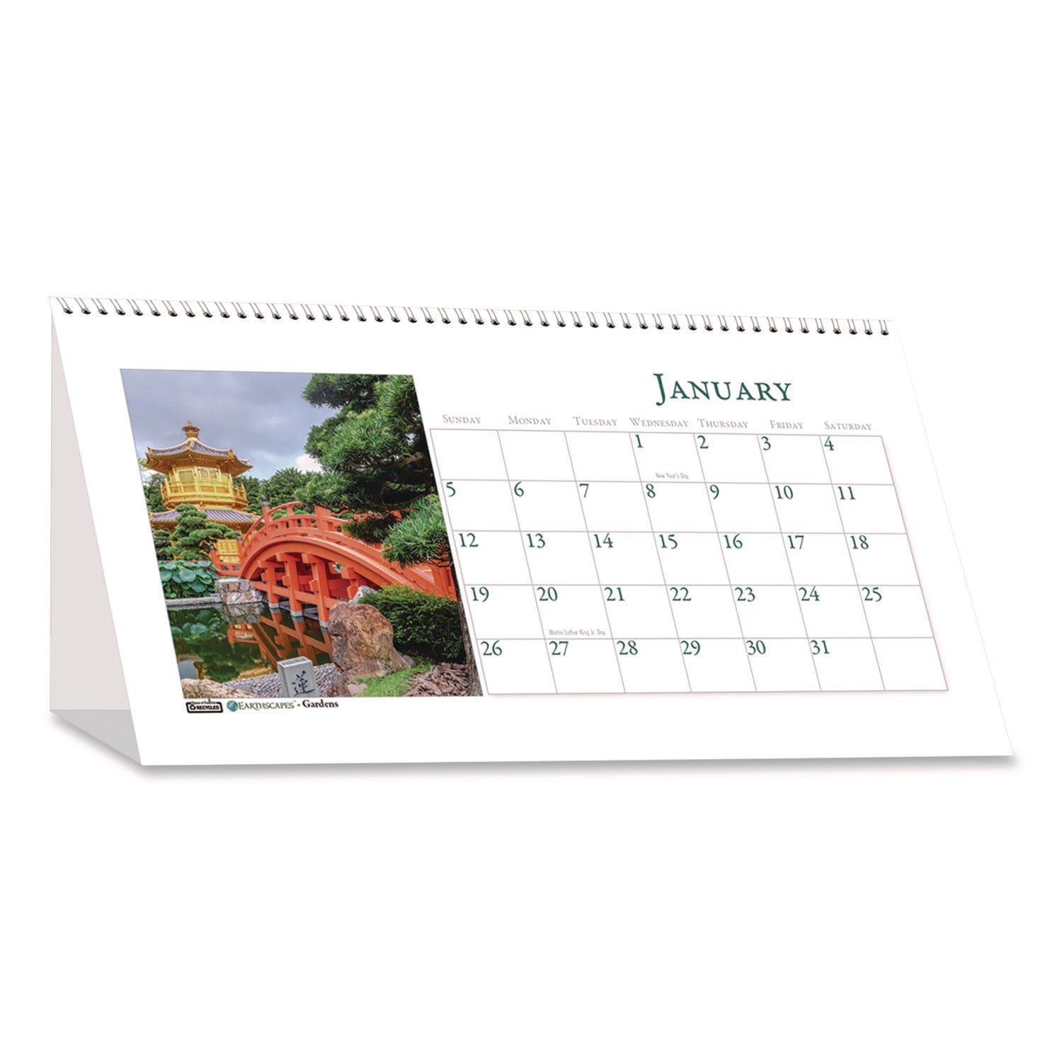 House of Doolittle™ Recycled Gardens of the World Monthly Desktop Calendar, Garden Scene Photography, 8.5 x 4.25, White, 12-Month (Jan-Dec): 2025 - Bloom Skins