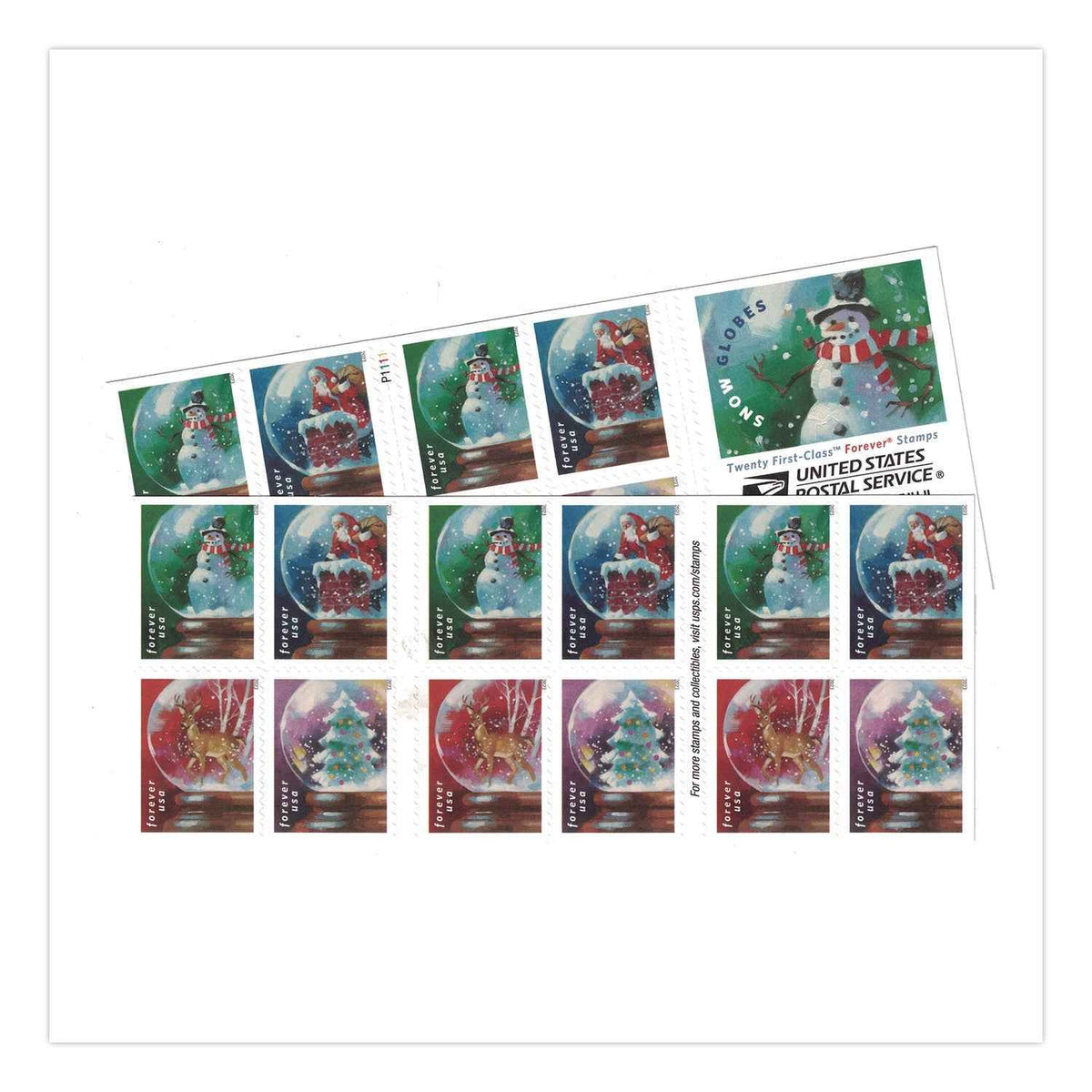 United States Postal Service First-Class Forever Stamps, Holiday, 20/Book