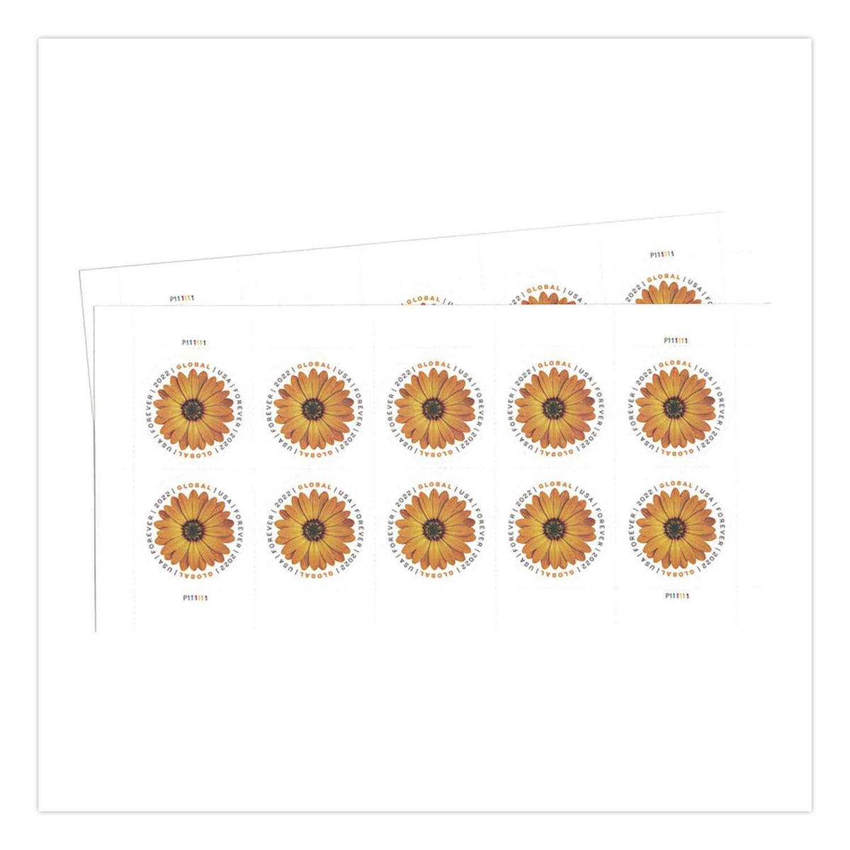 United States Postal Service Global Forever Stamps, Floral, 10 Stamps/Sheet, 2 Sheets/Pack