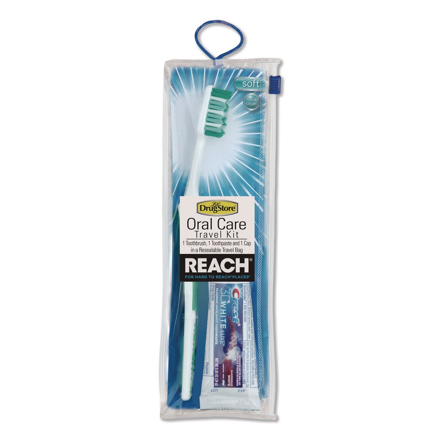 Lil' Drugstore® Oral Care Kit. Toothbrush/Toothpaste in Resealable Pouch, 4/Box