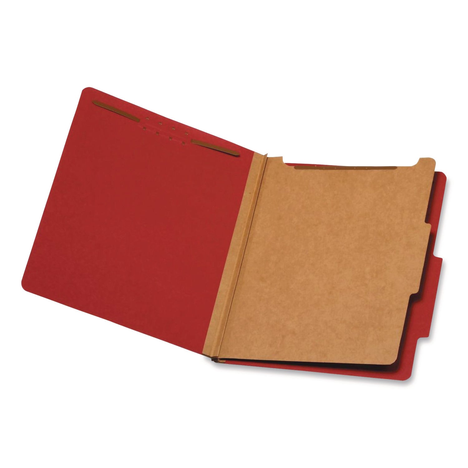 Pendaflex® Colored Pressboard Top Tab Classification Folders, 1.75" Expansion, 1 Divider, 4 Fasteners, Letter Size, Bright Red, 10/Box