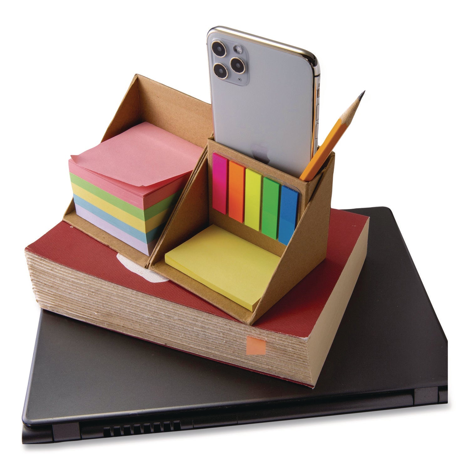 Officemate Desk Supply Organizer, 3 Compartments, 3.5 x 3.5 x 3.5, Brown, Paper
