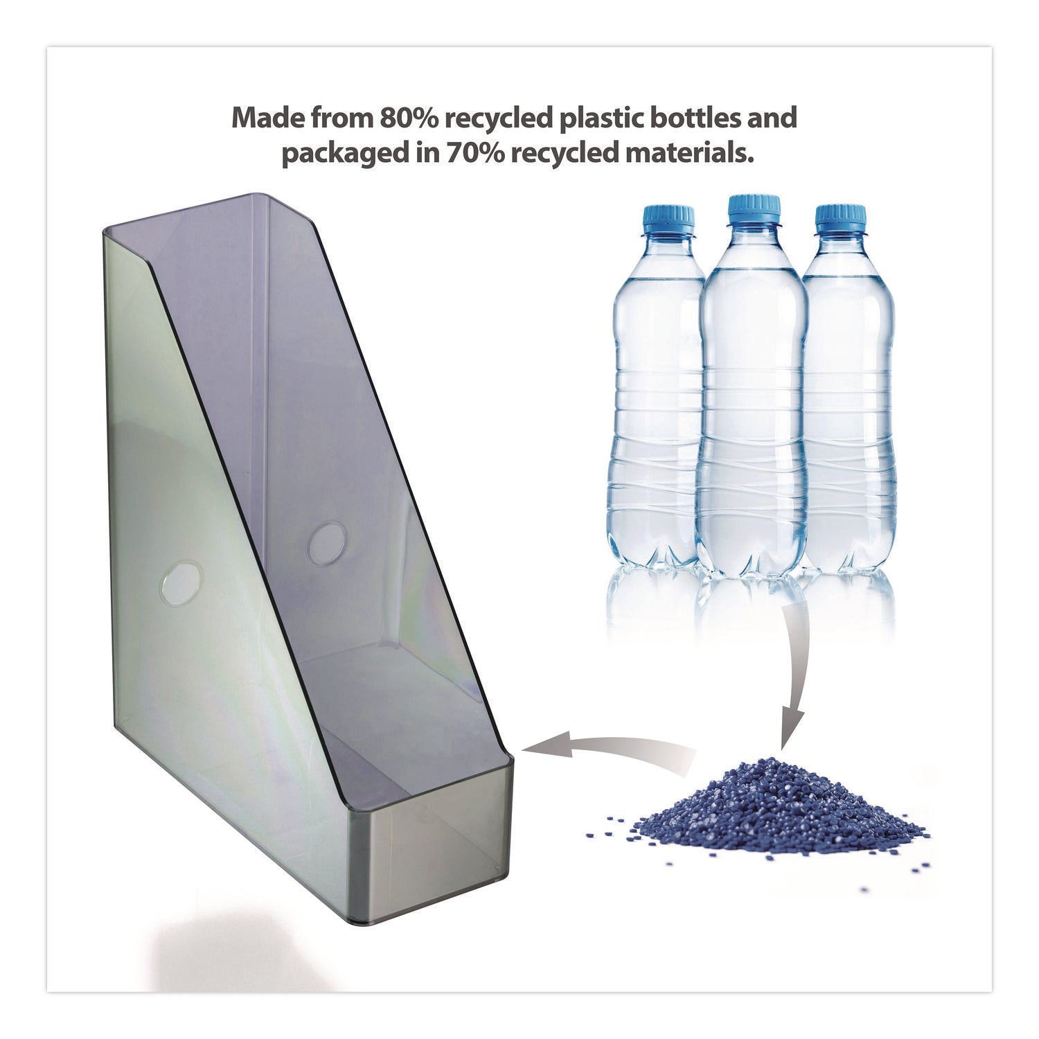Officemate Recycled Plastic Magazine File, 4.3 x 10.3 x 12.2, Translucent Gray