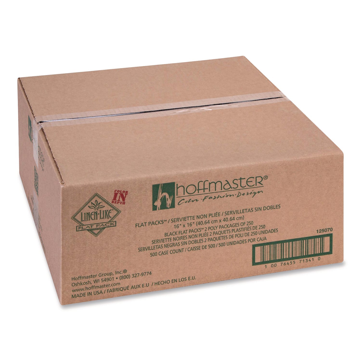 Hoffmaster® Airlaid Flat Pack Napkins, 16 x 16,  Black, 500/Carton - Bloom Skins
