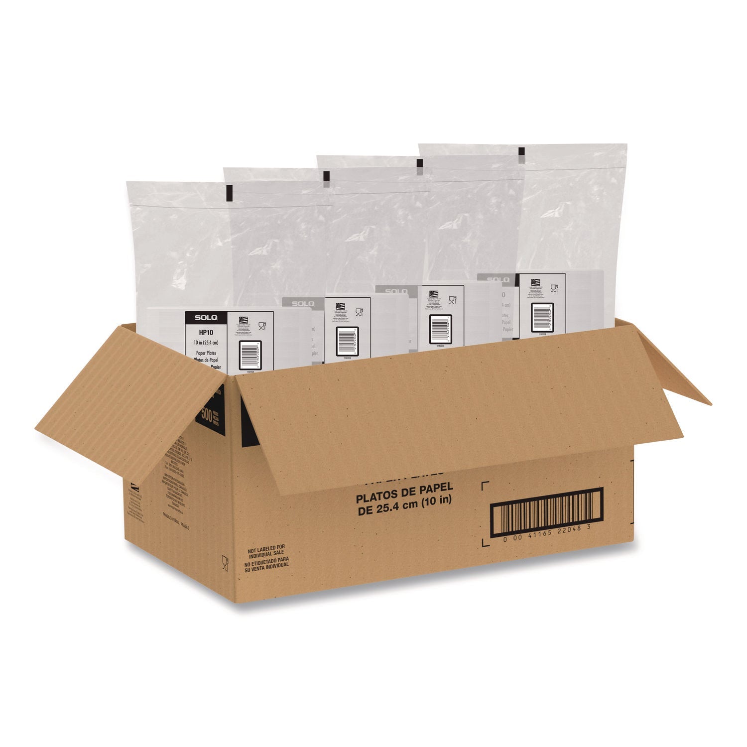 SOLO® Compostable Paper Dinnerware, ProPlanet Seal, Plate, 10" dia, White, 500/Carton