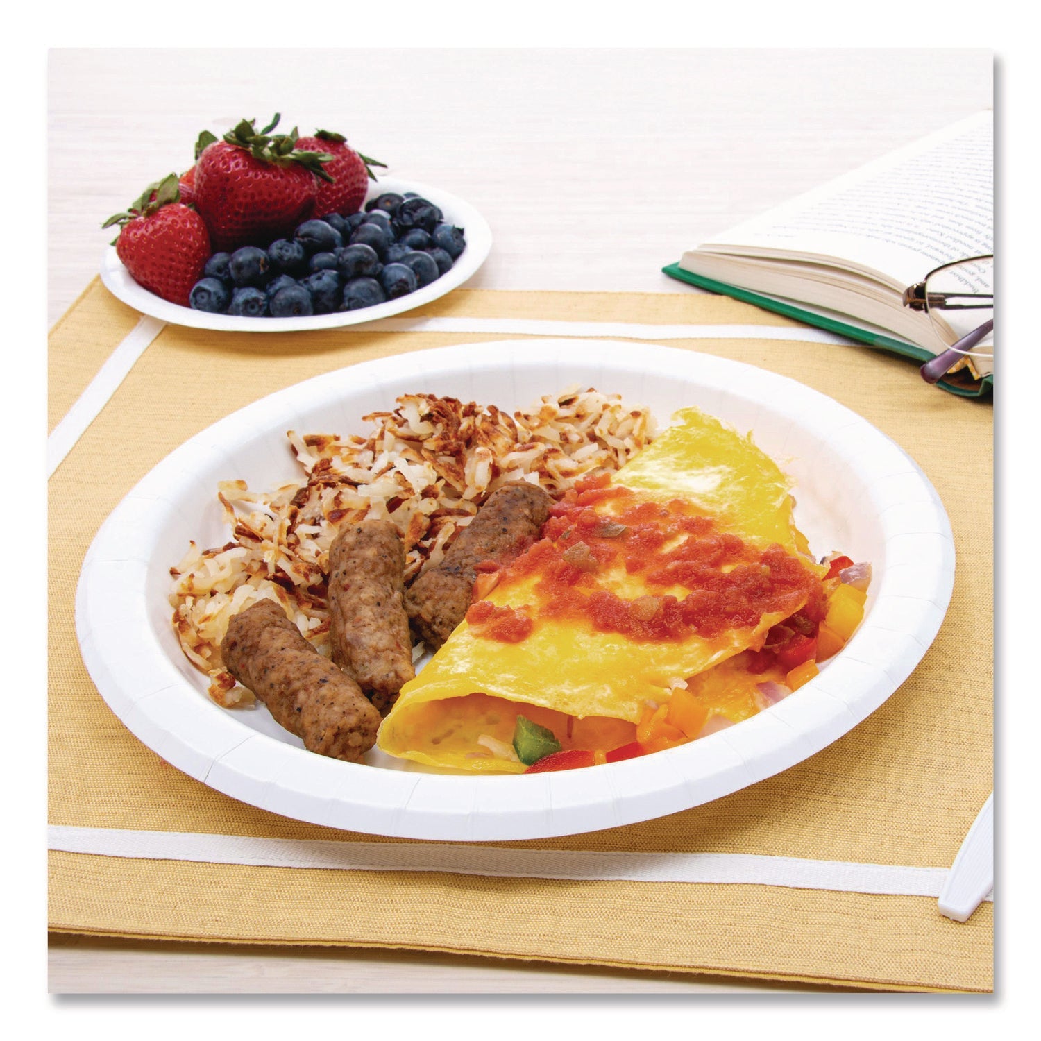 SOLO® Compostable Paper Dinnerware, ProPlanet Seal, Plate, 10" dia, White, 500/Carton