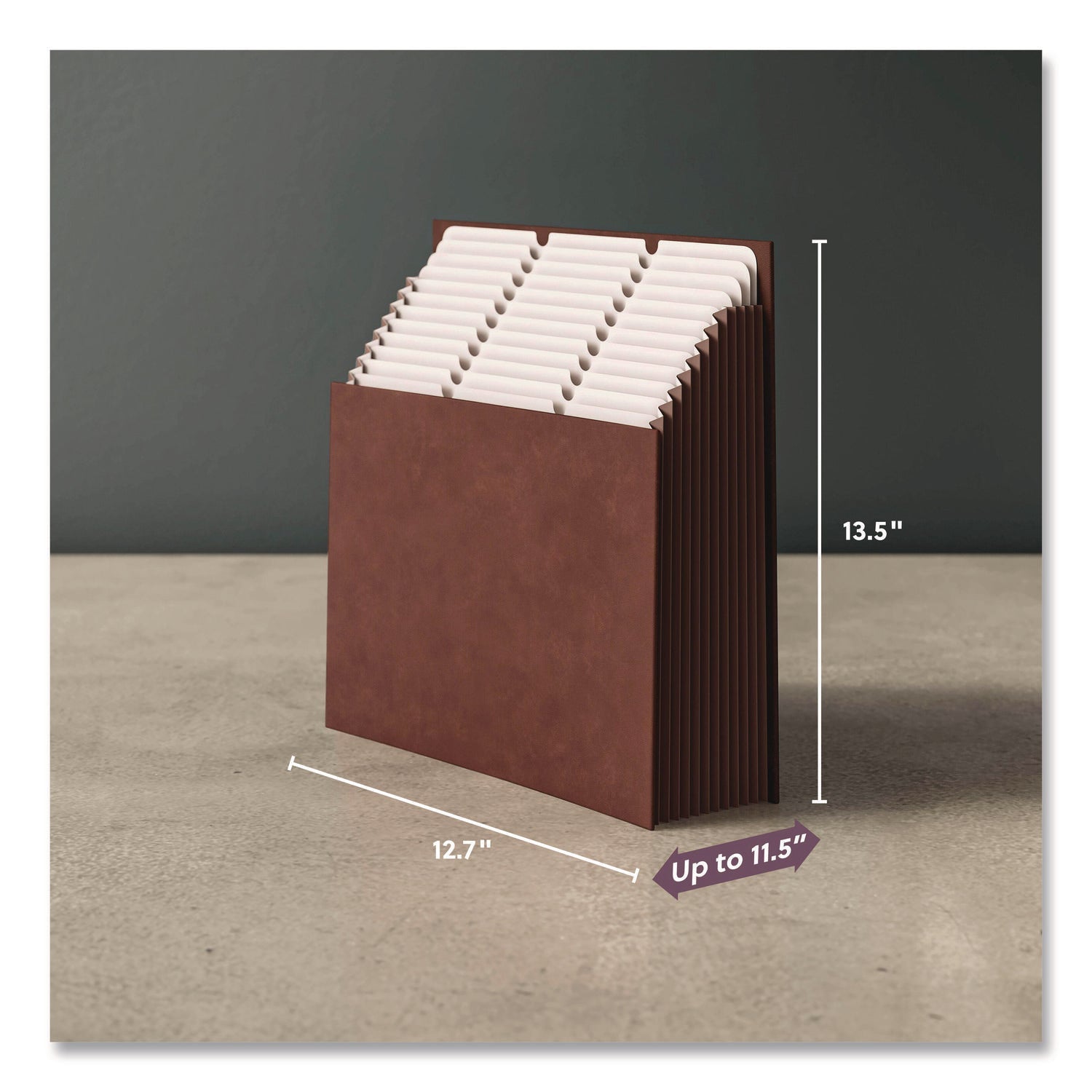 Smead Stadium File, 10.5" Expansion, 12 Sections, 1/3-Cut Tabs, Letter Size, Saddle
