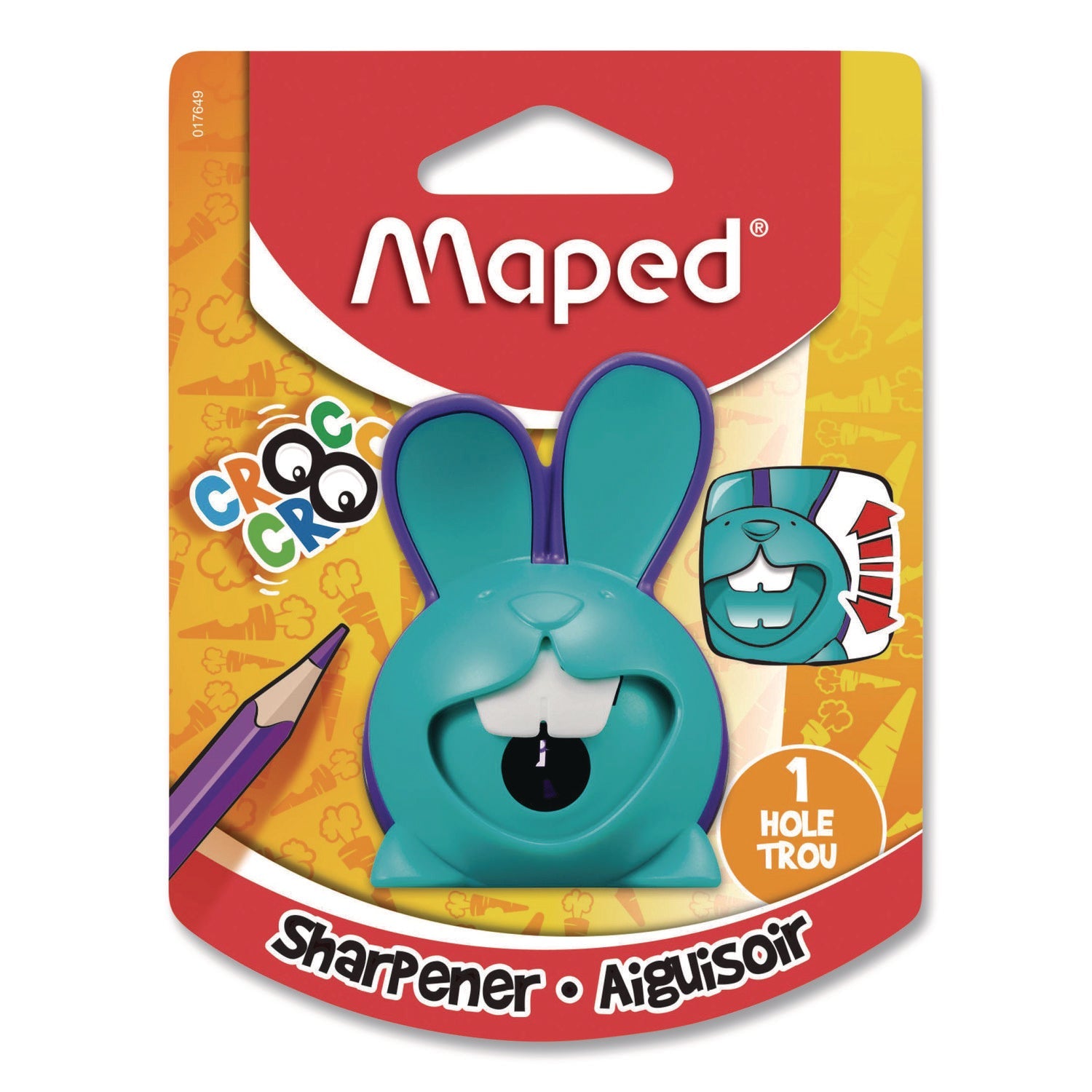 Maped Helix Croc Croc Chomp Rabbit 1-Hole Canister Pencil Sharpener, 3.74 x 1.8 x 4.92, Randomly Assorted Colors - Bloom Skins