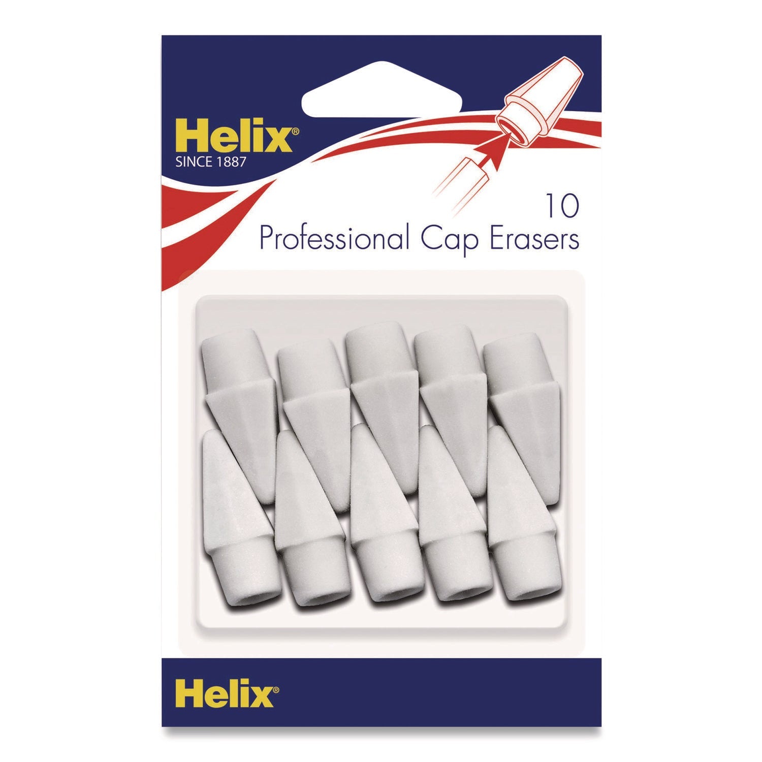 Maped Helix Professional Hi-Polymer Oversized Pencil Cap Erasers, For Pencil Marks, White, 10/Pack - Bloom Skins