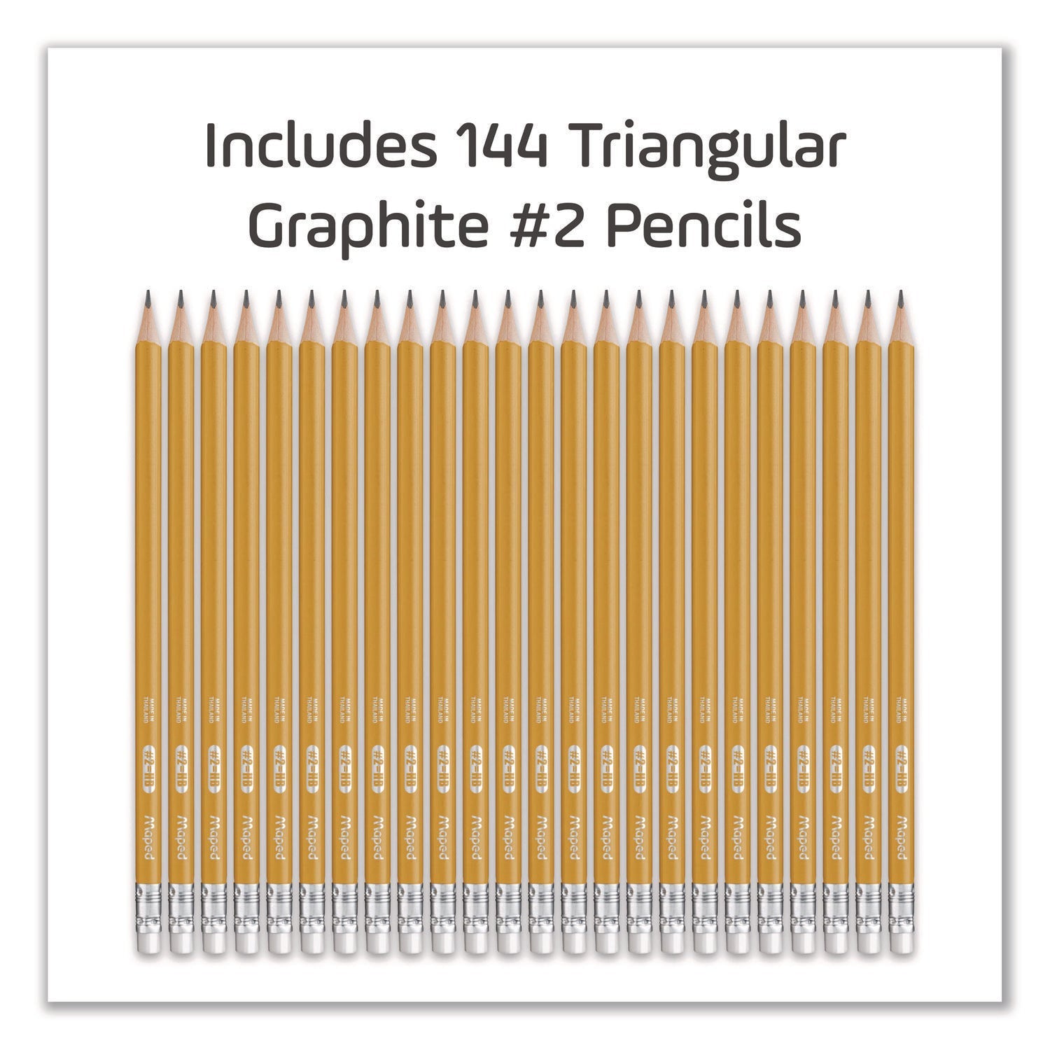 Maped Helix Essentials Triangular Pre-Sharpened Pencils, HB (#2), Black Lead, Yellow Barrel, 144/Box - Bloom Skins