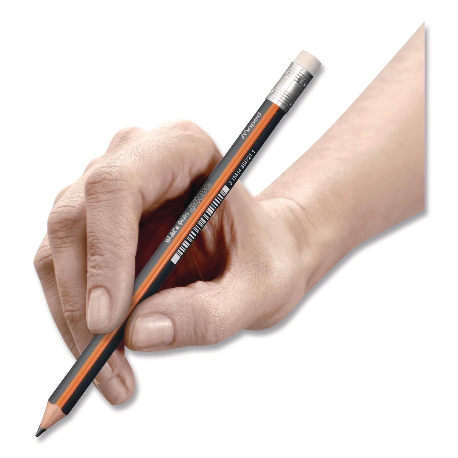 Maped Helix Black'Peps Jumbo Triangular Pencils, HB (#2), Black Lead, Orange/Black Barrel, Dozen - Bloom Skins
