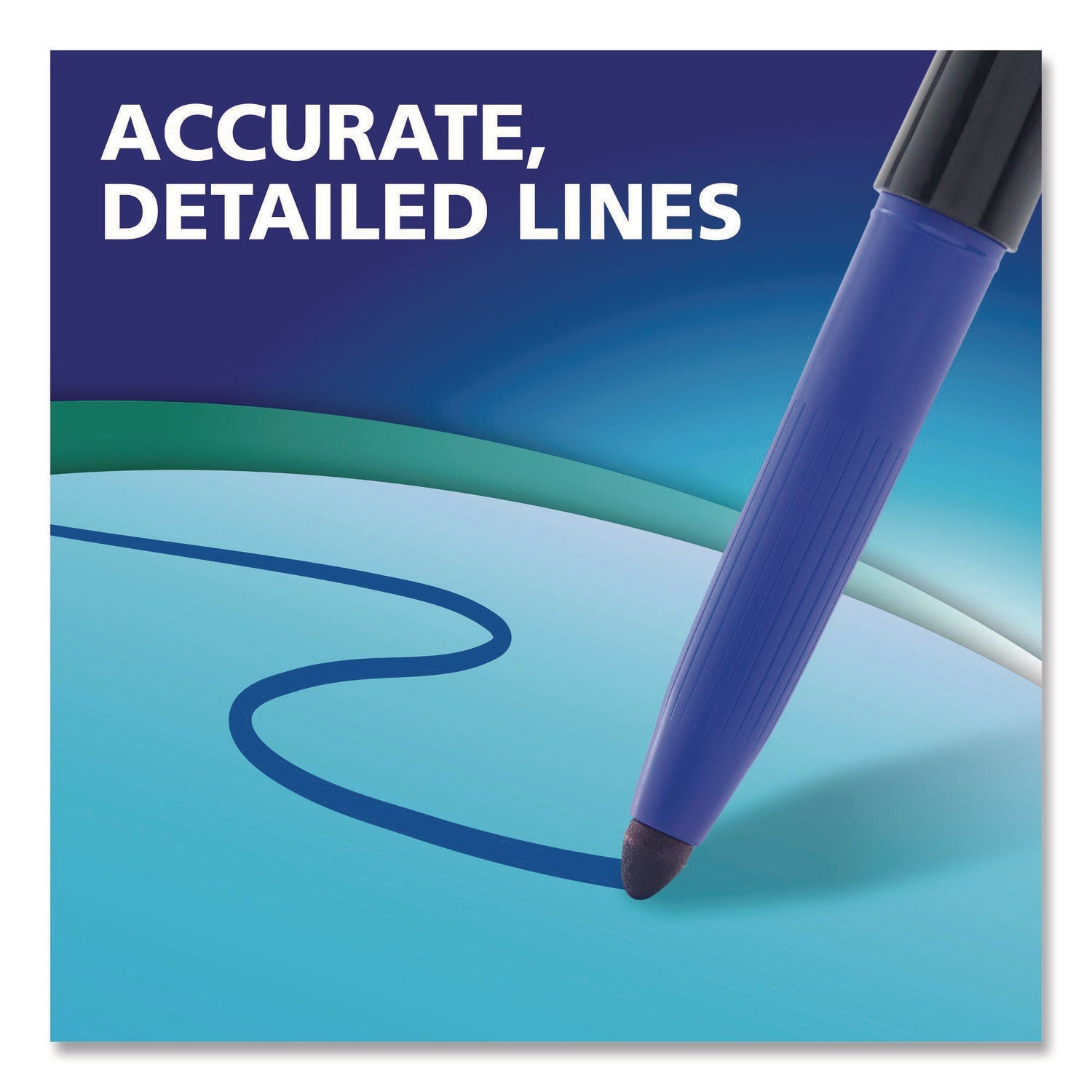 EXPO® Wet Erase Markers, Fine Needle Tip, Blue, 12/Pack - Bloom Skins