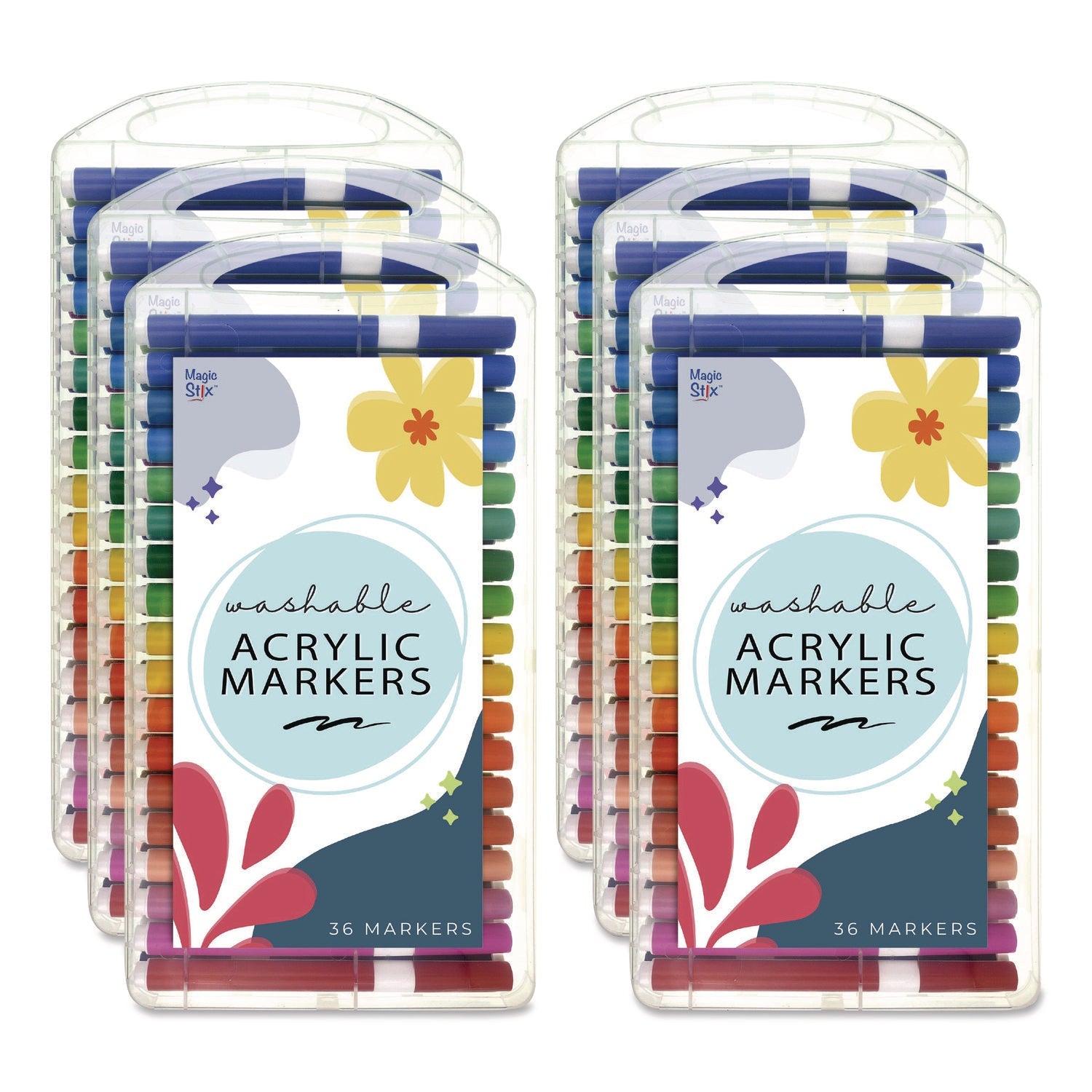 TPG Creations™ Washable Acrylic Markers, Fine Bullet Tip, Assorted Colors, 36/Pack, 6 Packs/Carton - Bloom Skins