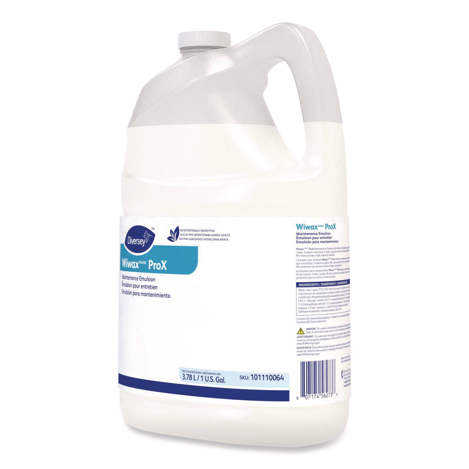 Diversey™ Wiwax ProX Maintenance Emulsion, 1 gal Bottle, 4/Carton